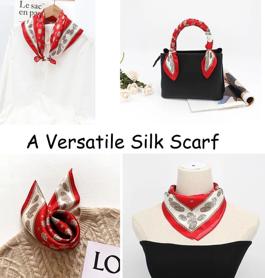 روسری گردن ابریشم خالص توت، روسری های مربعی کوچک زنانه، دستمال سر ابریشمی، روسری های ابریشمی مربعی