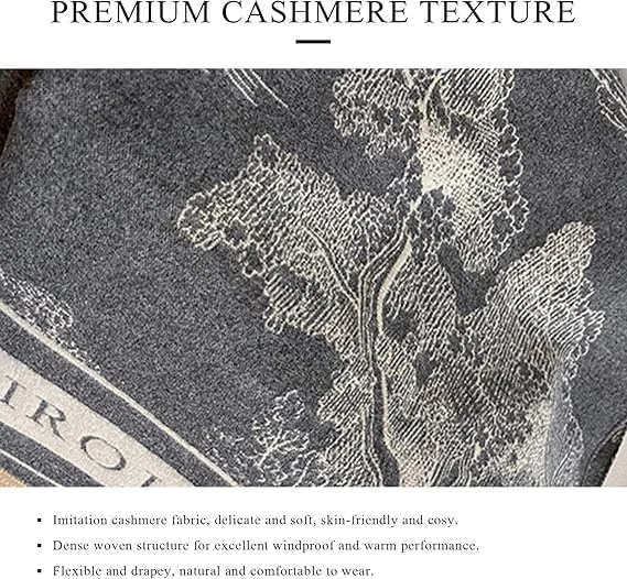 شال پشمینه گرم زنانه KASTWAVE - شال دو رو با طرح نقاشی منظره هنری با منگوله، شال ابریشمی بلند بزرگ و شنل پانچو جلوباز برای لباس شب و استفاده روزانه