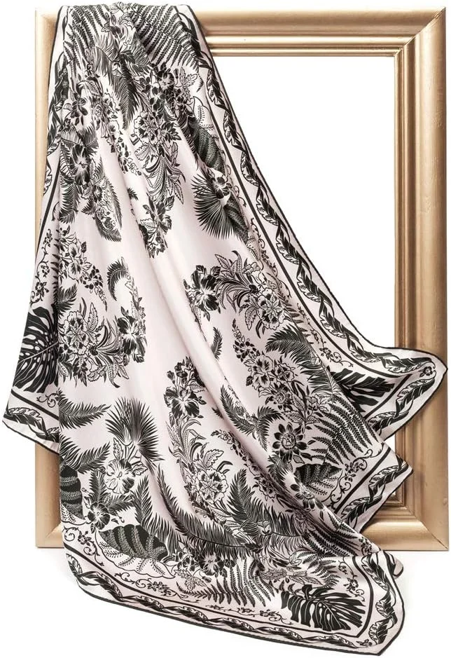 روسری ابریشم خالص توت 100 درصد برای زنان - روسری گردن ابریشمی خالص لوکس زنانه، مربع بزرگ 35 اینچ