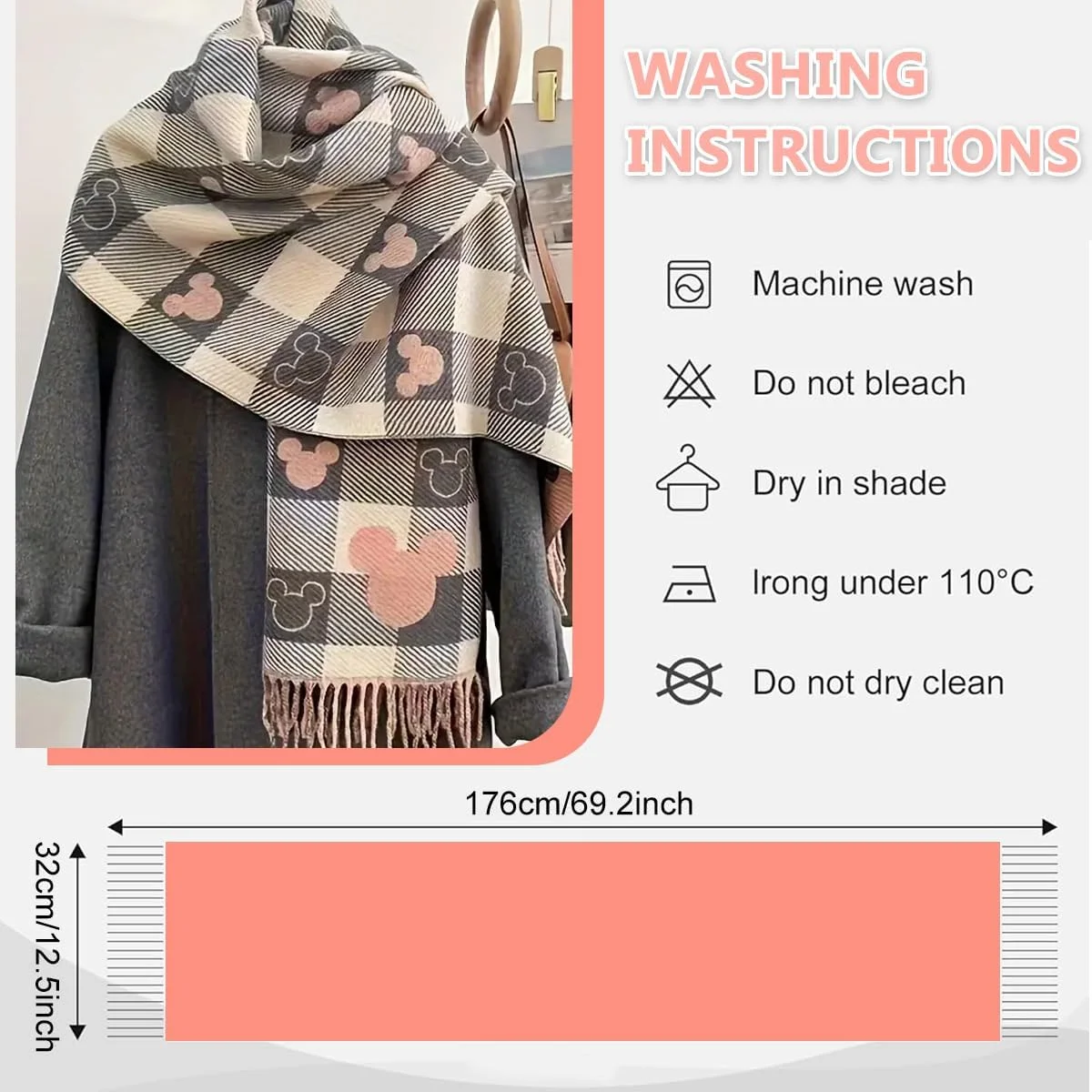 شال گردن زنانه کشمیر، شال گرم زمستانی، شال های پتو ضخیم و نرم مد روز برای بانوان، شال پشمینه دنج و همه کاره برای لوازم جانبی پاییزی