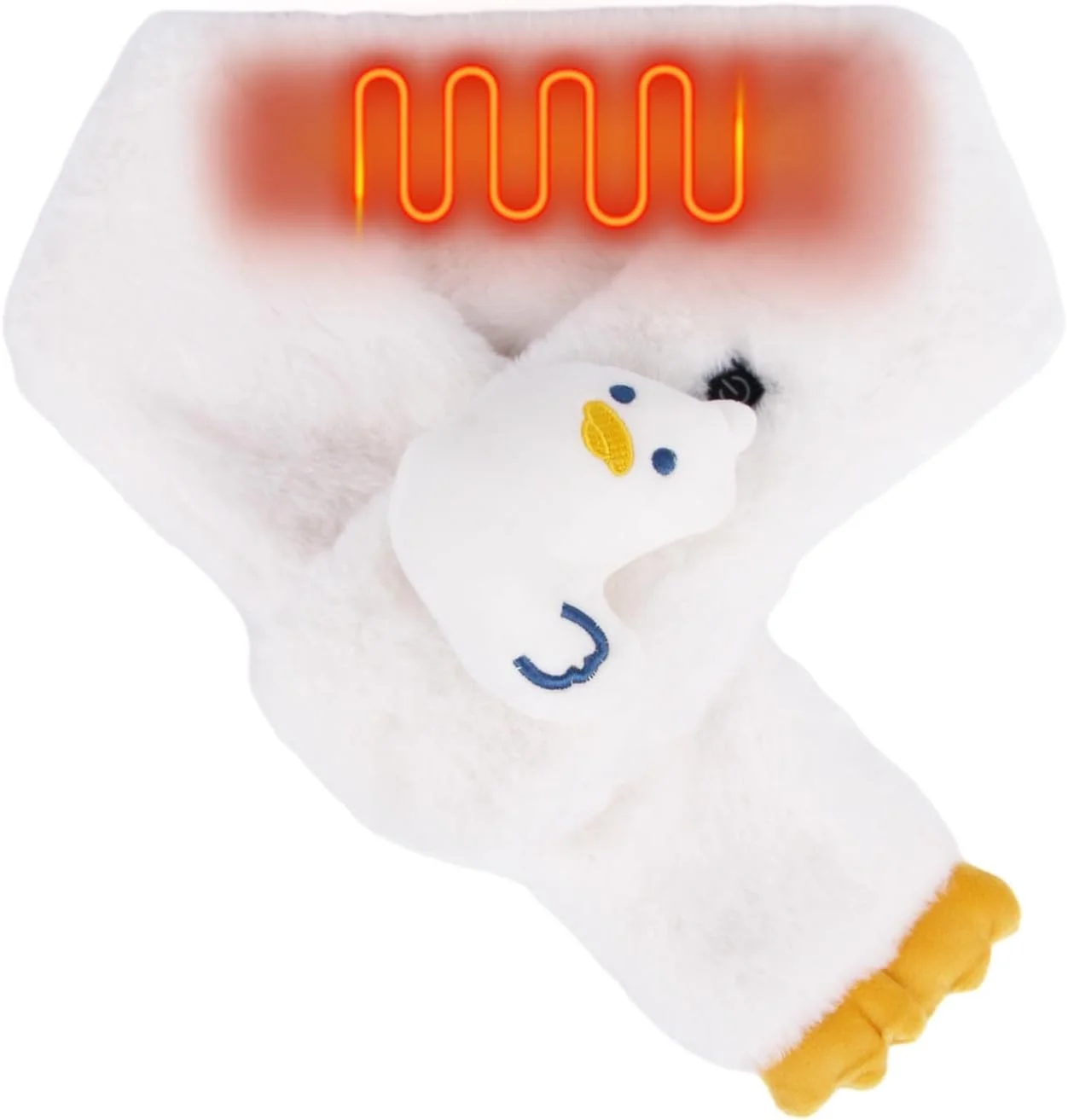 شال گردن گرمایشی USB، شال گردن خز خرگوشی مصنوعی، با پد گرم کننده گردن USB قابل تنظیم، شال گردن مخملی فوق العاده نرم و کارتونی زیبا، شال گردن خز یقه ای ضربدری، برای پسران دختران زنان پاییز زمستان