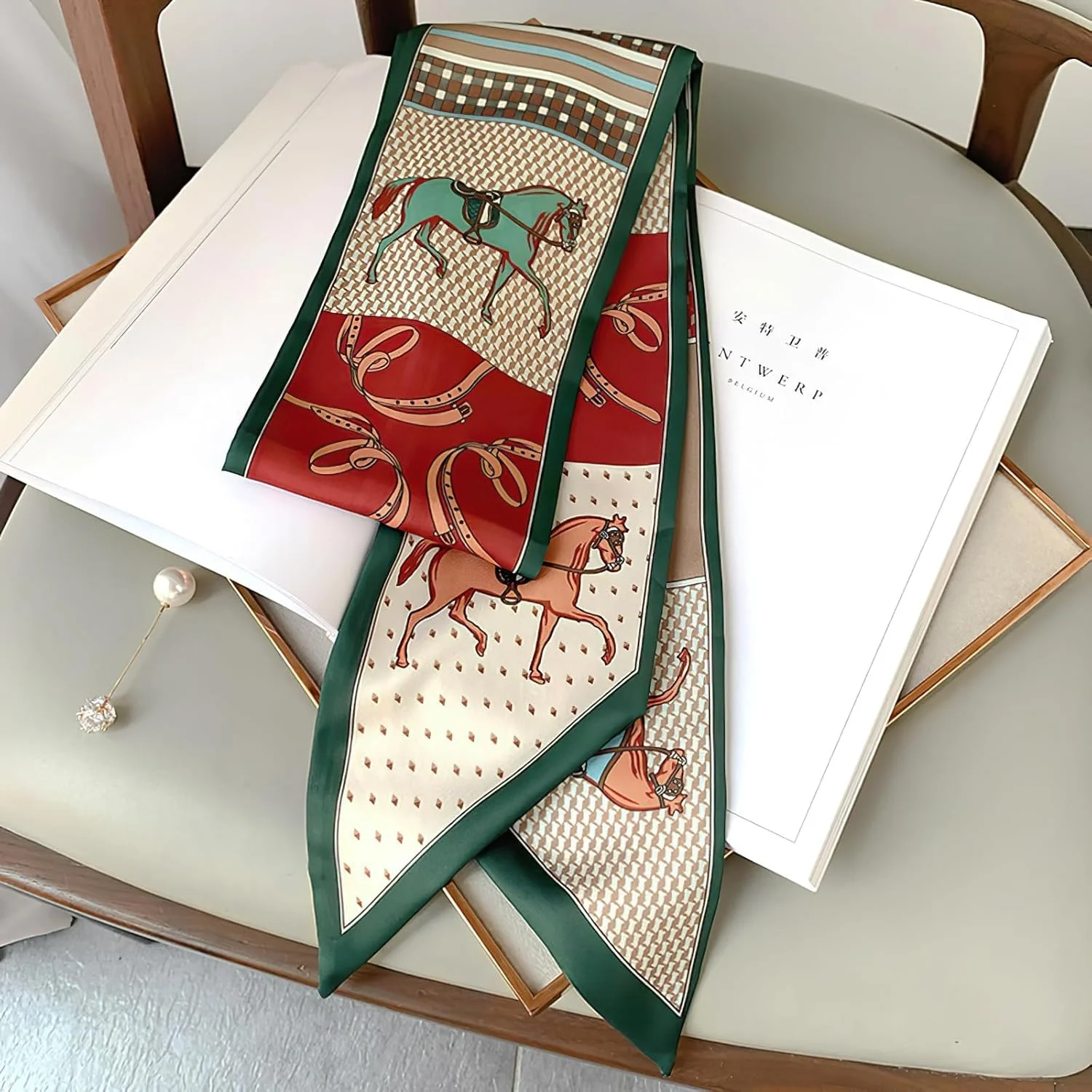 شال موی زنانه Gmaro، شال گردن ساتن ابریشمی مد روز، دستمال سر ساتن، کیف دستی برای دسته کیف