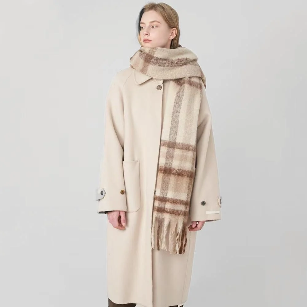 شال گردن بافتنی ضخیم و بزرگ زنانه اکسفور با منگوله های رنگی - شال پتو گرم و ضخیم زمستانی برای هوای سرد، شال بزرگ نرم و راحت، اکسسوری فشن غیر رسمی برای فضای باز