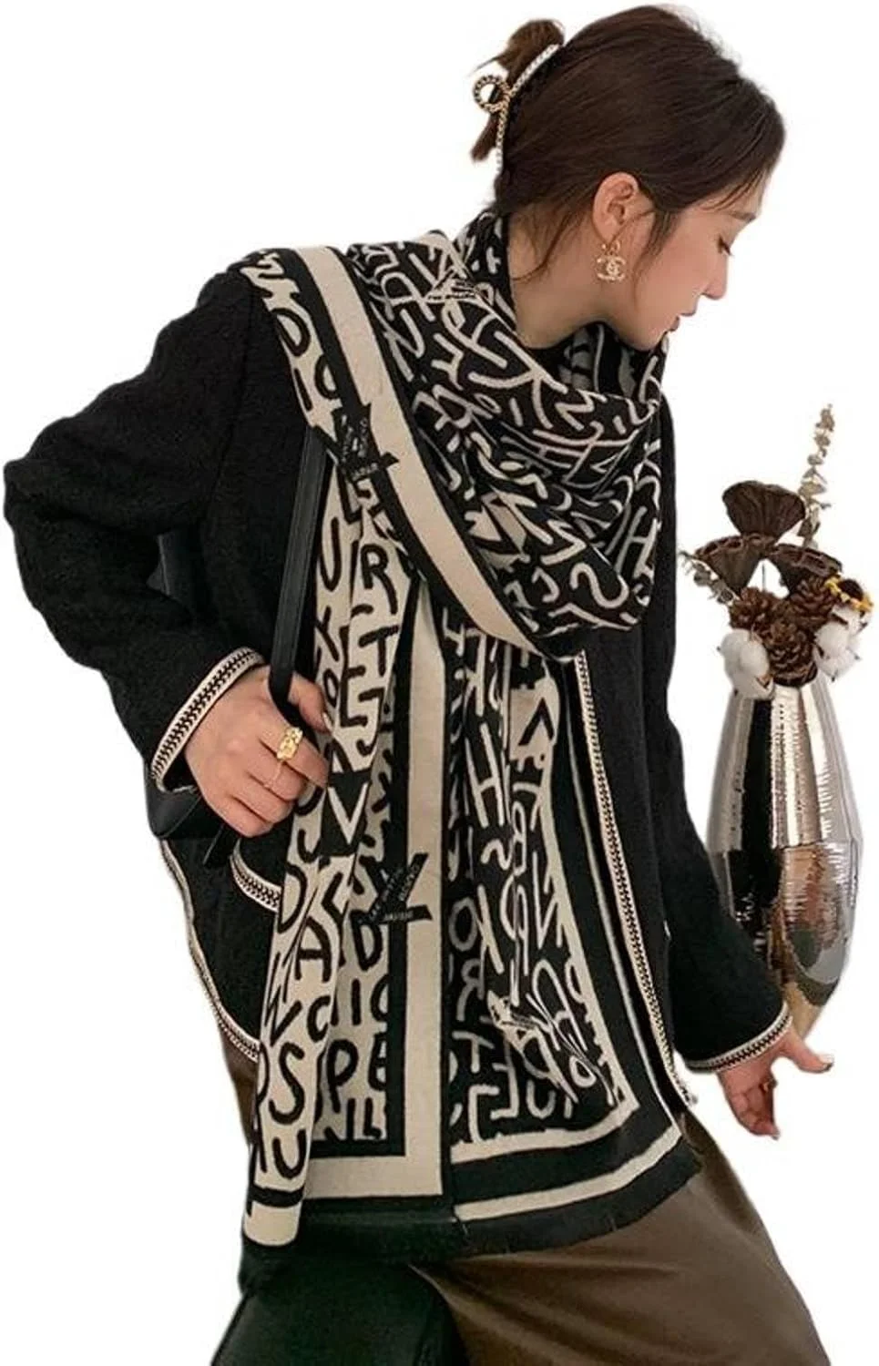 شال دو رو، شال گرم ضخیم و چند منظوره رترو پاییزی و زمستانی زنانه، شال گردن و شال های پشمی برای لباس شب، ساقدوش عروس و عروسی