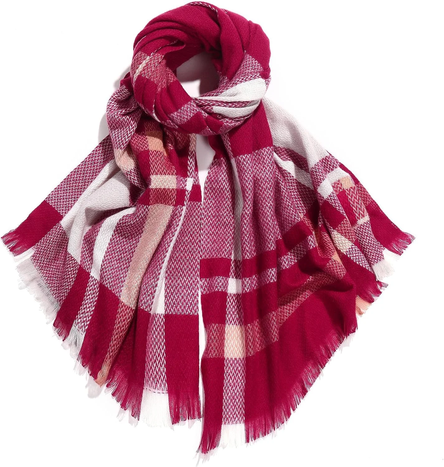 شال چهارخانه، شال گردن زمستانی با حس کشمیر برای بانوان، شال بسیار نرم و گرم، شال بزرگ مد روز پشمی برای لباس شب، مسافرت، اداره، عروسی زمستانی