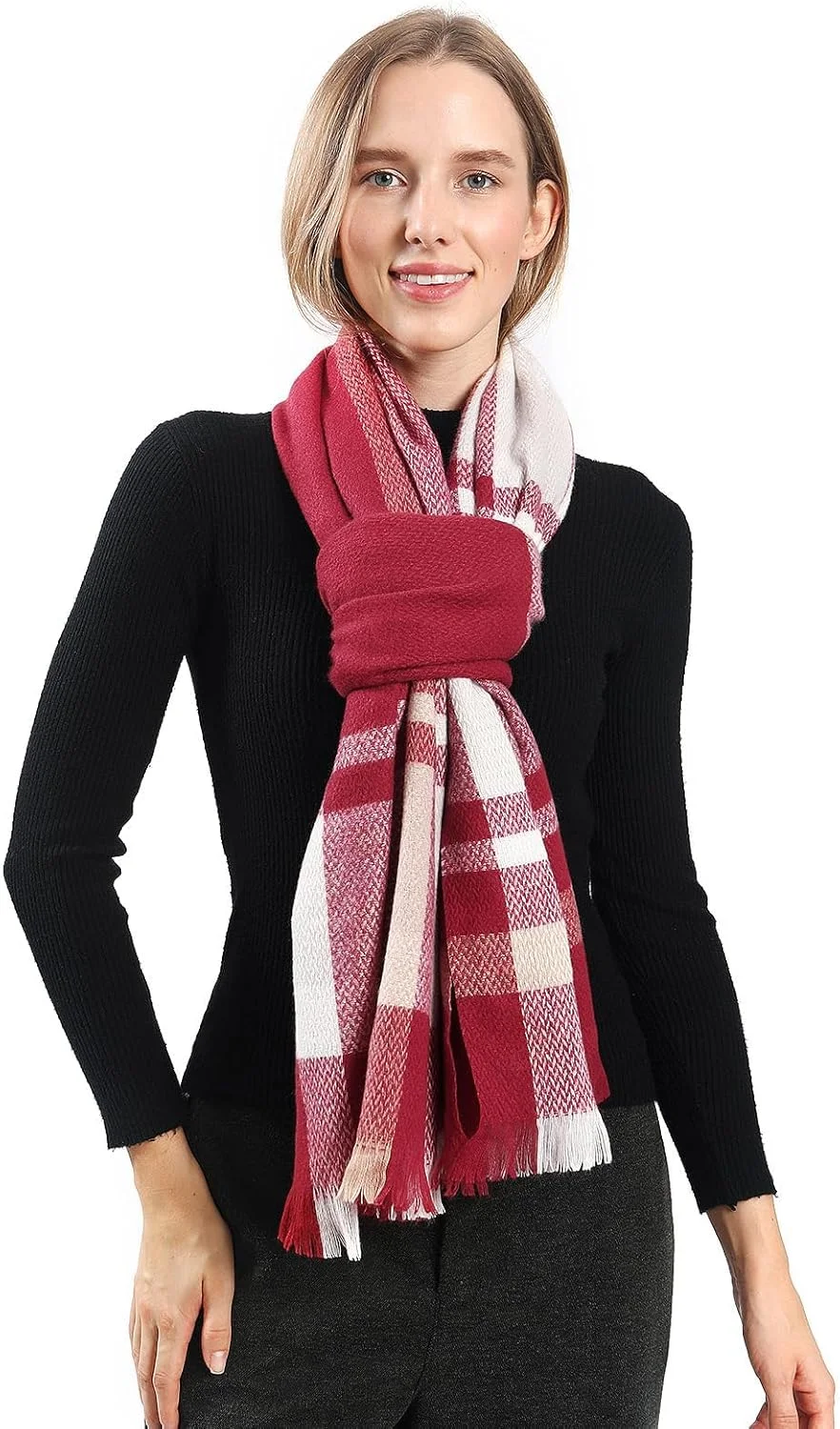 شال چهارخانه، شال گردن زمستانی با حس کشمیر برای بانوان، شال بسیار نرم و گرم، شال بزرگ مد روز پشمی برای لباس شب، مسافرت، اداره، عروسی زمستانی