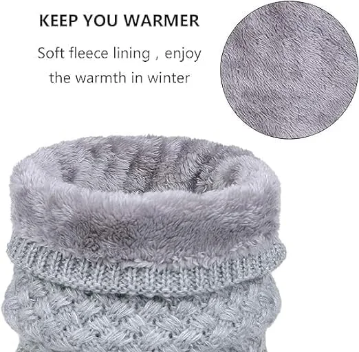 گرم نگهدارنده گردن 2 عددی، شال گردن بی نهایت گرم زمستانی، شال گردن حلقه ای بافتنی ضخیم و نرم دولایه پشمی، شال گردن های ضد باد، شال گردن های حلقه ای مناسب هوای سرد، هدیه برای زنان و مردان، مشکی، خاکستری