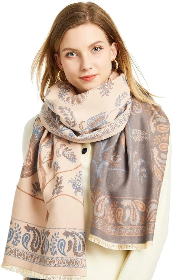 شال و روسری زنانه پشمی، پتوی بافتنی ضخیم و گرم مناسب فصل زمستان، شنل جلوباز برای لباس شب