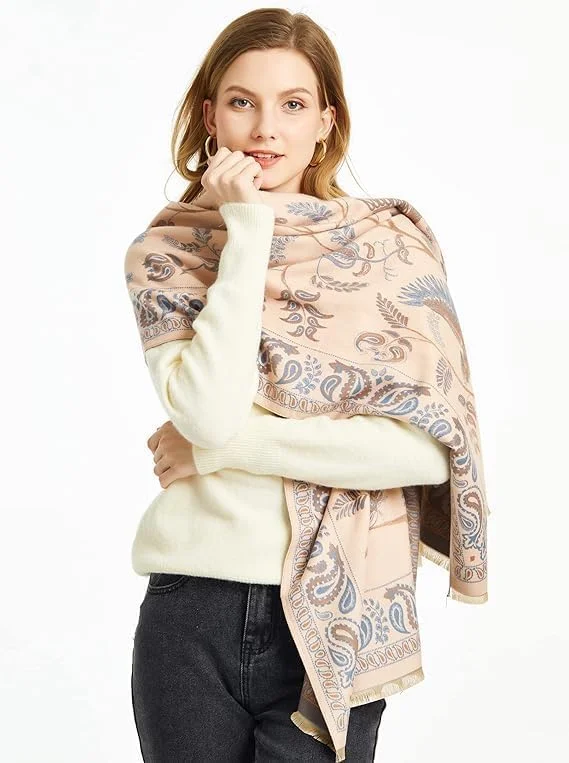 شال و روسری زنانه پشمی، پتوی بافتنی ضخیم و گرم مناسب فصل زمستان، شنل جلوباز برای لباس شب