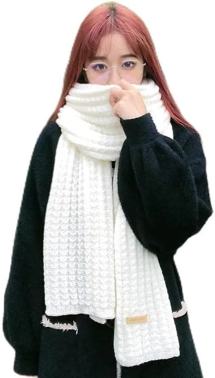 شال زمستانی زنانه، شال بافتنی ضخیم مناسب هوای سرد، شال گرم و ضخیم و مناسب برای هوای برفی (سفید)