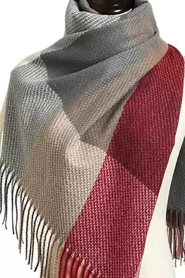 شال بلند زنانه Beeto، نرم و لطیف، مناسب فصل زمستان، طرح پتو، شال بزرگ، طرح چهارخانه گرم، شال گردن نرم و سبک