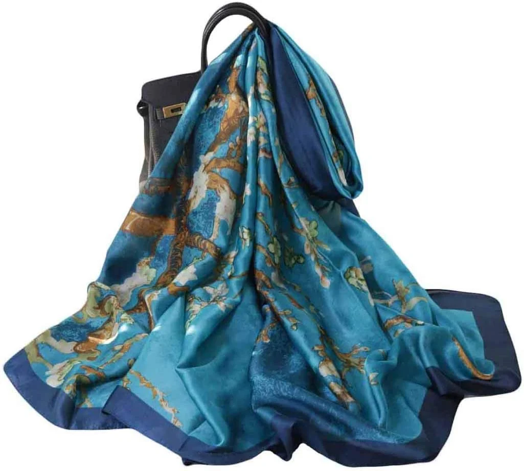 شال و روسری زنانه Acotavie، شال های ابریشمی ساتن بلند و سبک، مناسب برای محافظت در برابر آفتاب
