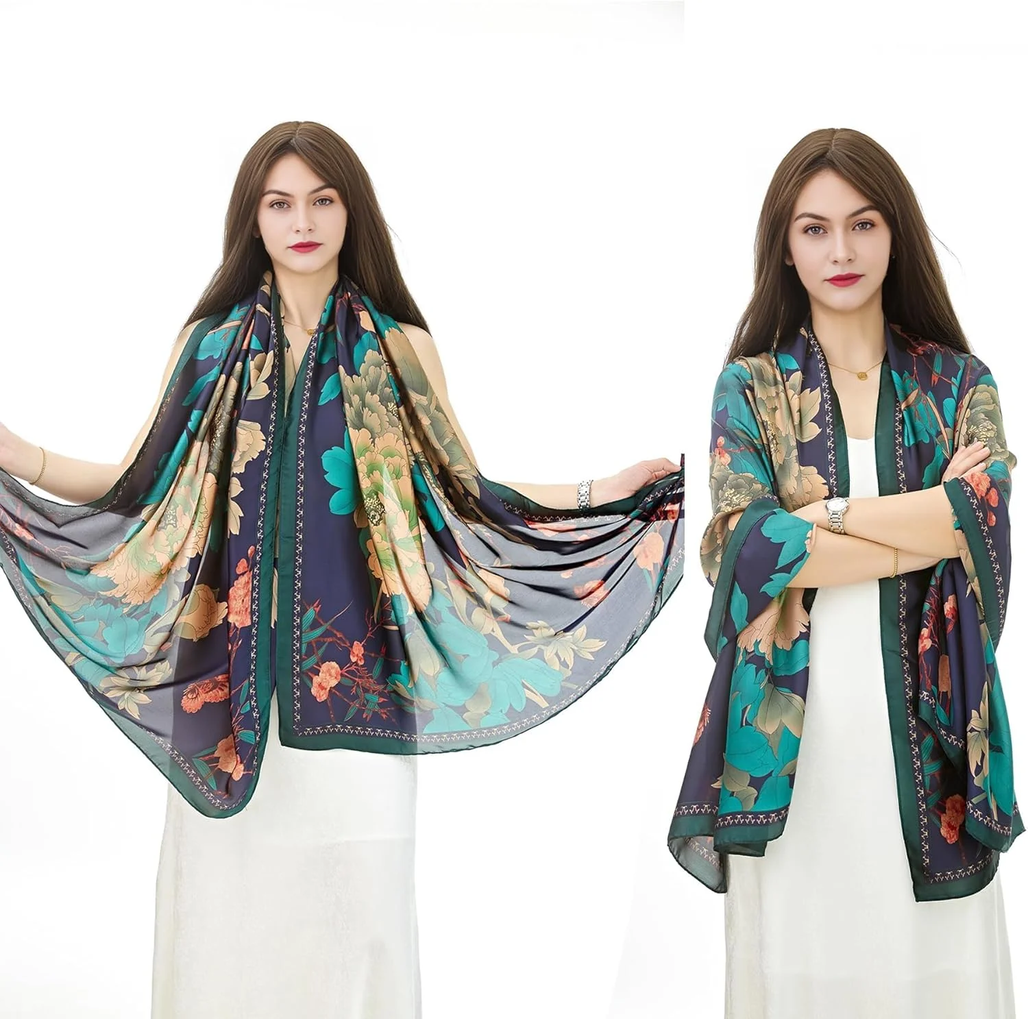 شال های مد روز NALACAL، شال های بزرگ و بلند با حس ابریشم توت، شال و روسری های سبک وزن ضد آفتاب برای زنان، شال های سبک وزن برای تمام فصول