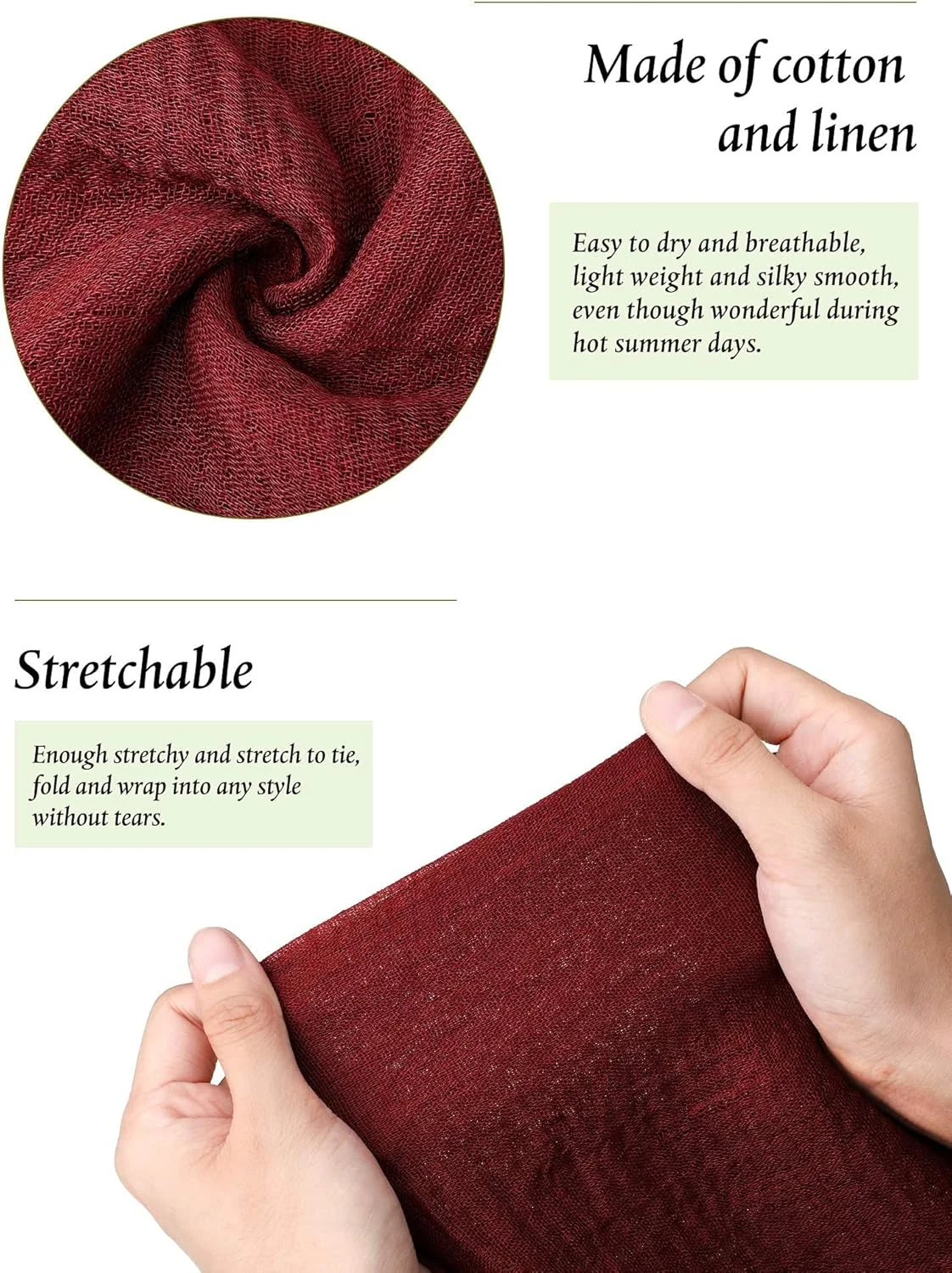 NALACAL ست 6 عددی شال حجاب زنانه با بافت کرینکل - شال و روسری چند منظوره مناسب تمام فصول