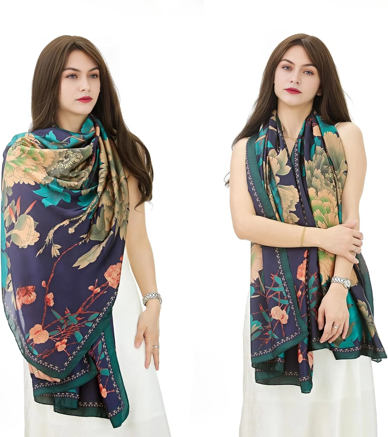 شال های مد روز NALACAL، شال های بزرگ و بلند با حس ابریشم توت، شال و روسری های سبک وزن ضد آفتاب برای زنان، شال های سبک وزن برای تمام فصول