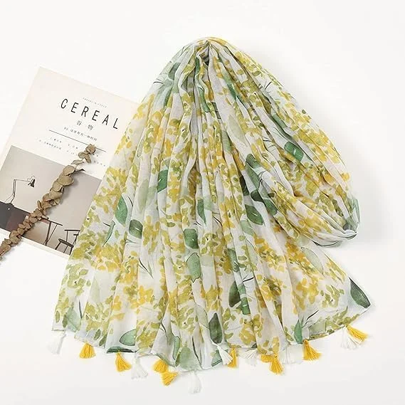 شال و روسری حجاب زنانه نالاکال با منگوله، نرم و خنک، شال بوهو مد روز، مناسب برای بهار تا زمستان، هدیه برای مناسبت های خاص (تابستانه، 180x90 سانتی متر)