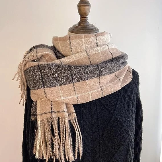 شال زنانه آزونه، شال طرح‌دار بلند مد روز، شال براق، شال پشمی، شال گرم زمستانی، شال گرم انگلیسی، مناسب برای عروسی، آقایان، منحصر به فرد، کریسمس