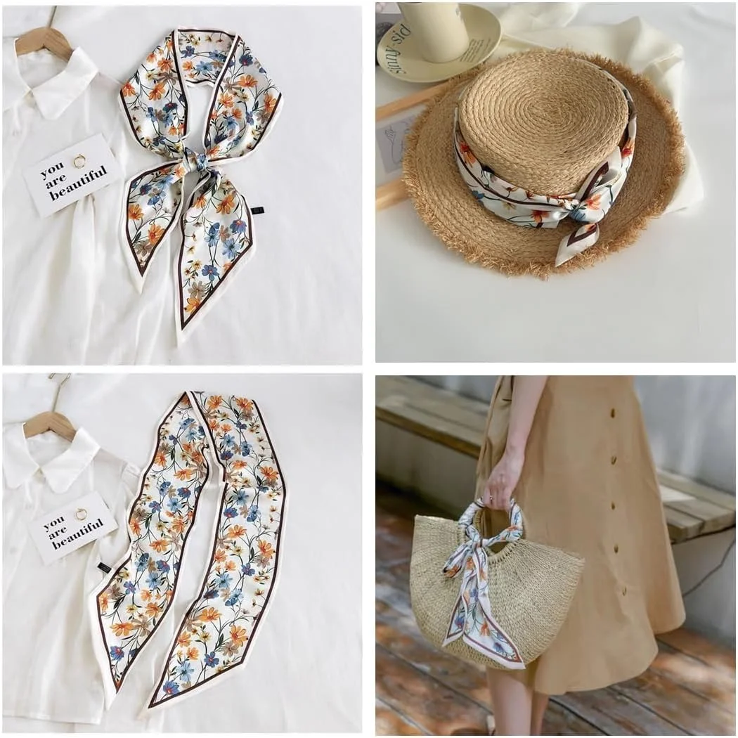 روسری ابریشمی NALACAL، روسری ساتن مد روز برای بانوان، روسری های سبک وزن و تنفسی تابستانی زنانه برای روسری مو، لوازم جانبی کیف دستی، 150 سانتی متر