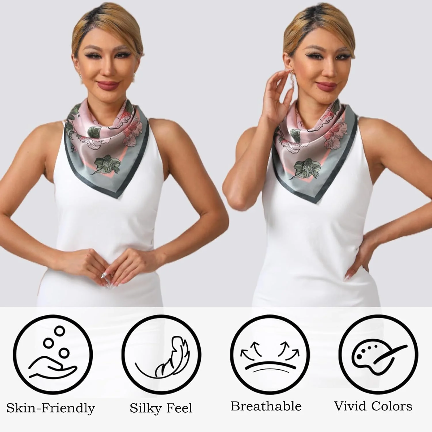 روسری ابریشم خالص توت آزونه، 70x70 سانتی متر، روسری لوکس گردن و مو، روسری و دستمال سر شیک زنانه