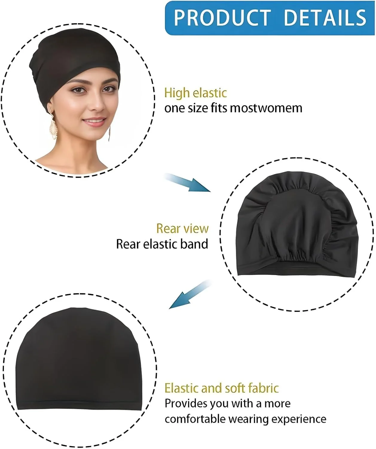 ست ۹ عددی کلاه شیمی درمانی زنانه، کلاه عمامه ای کشی، کلاه های از پیش گره زده شده، روسری کلاهی پوشش سر برای ریزش موی زنان