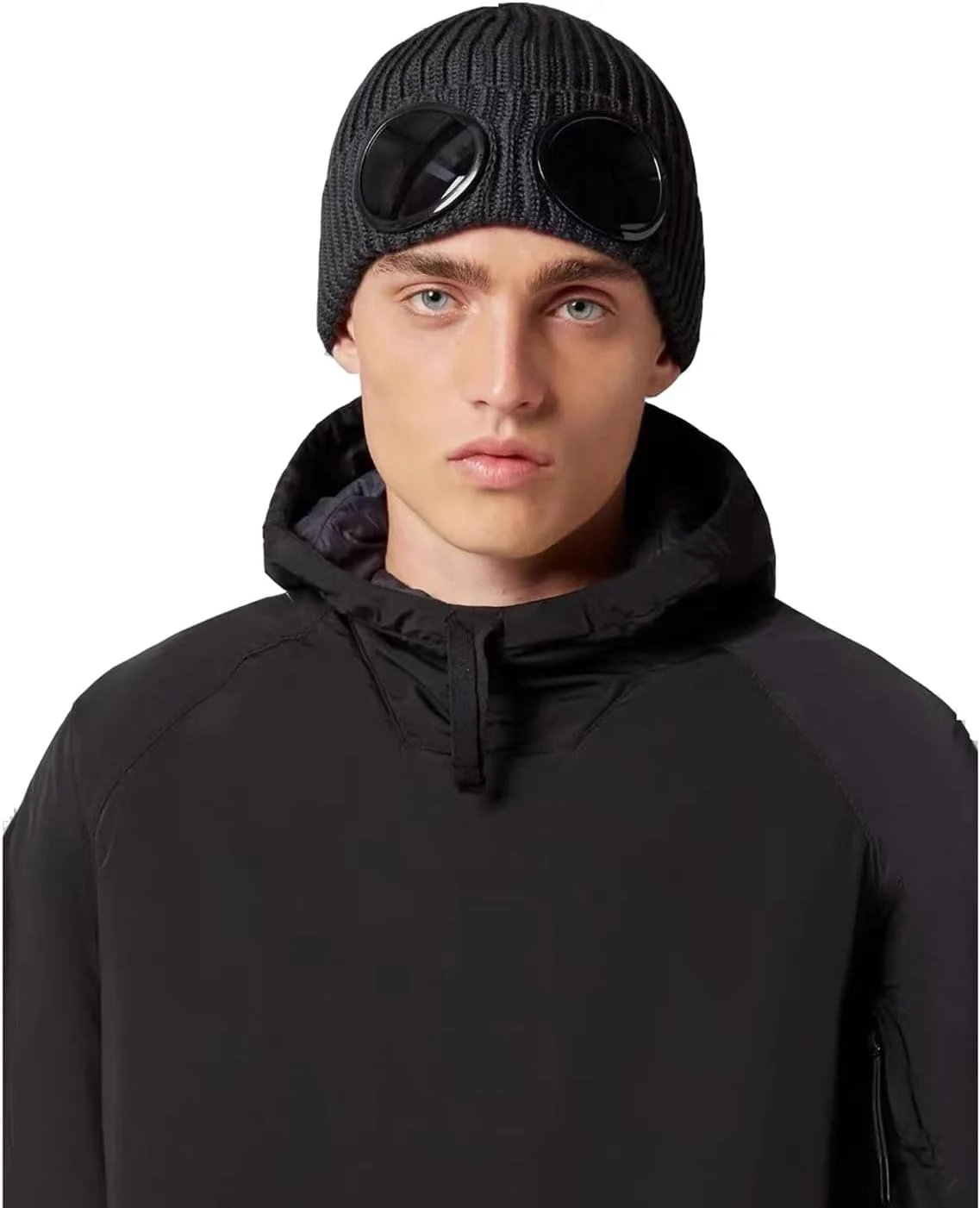 کلاه بافتنی KASTWAVE، کلاه گرم زمستانی، کلاه بافتنی ضخیم بیرونی، کلاه بافتنی унисекс برای مردان و زنان، مشکی