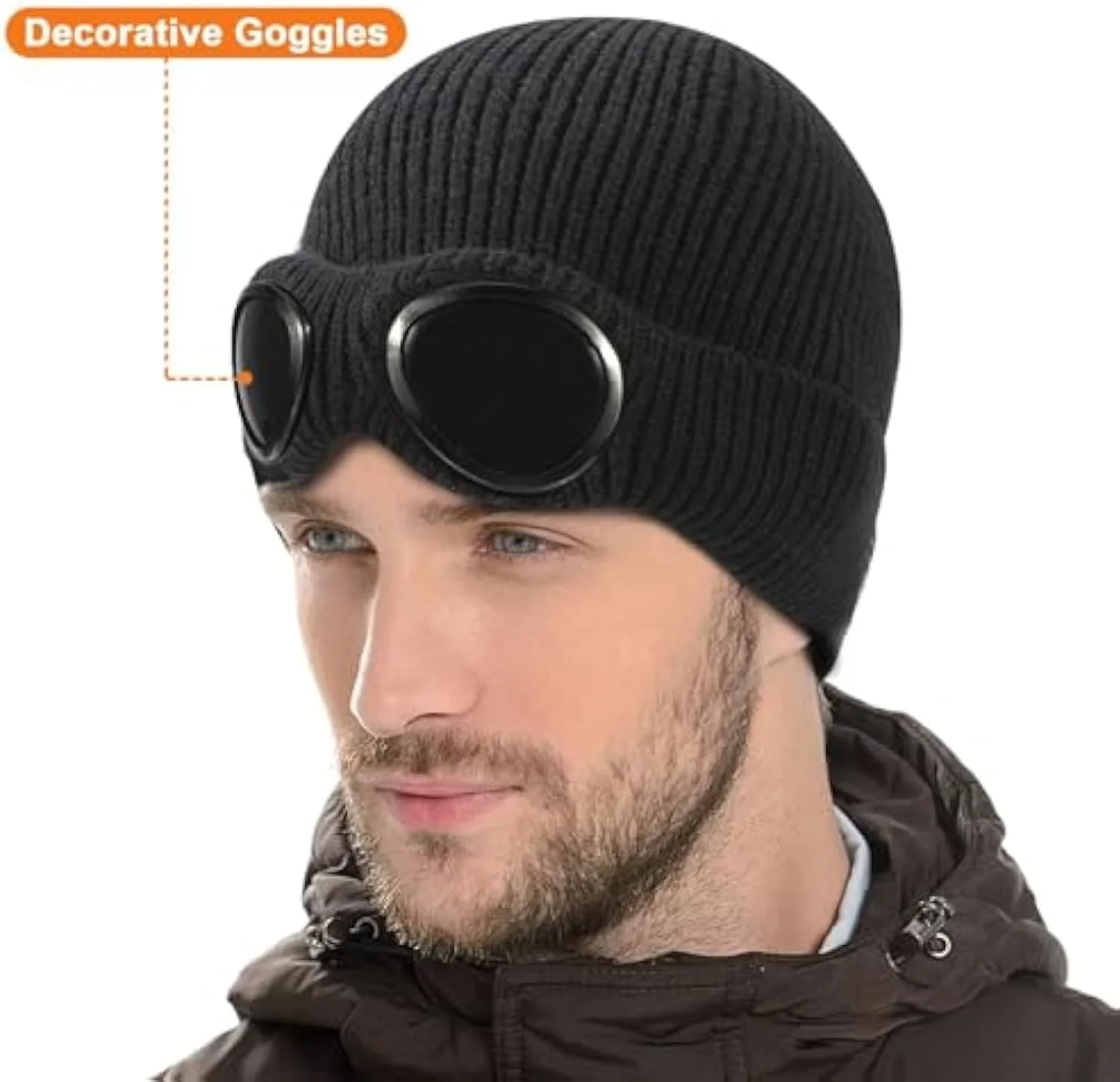 کلاه بافتنی KASTWAVE، کلاه گرم زمستانی، کلاه بافتنی ضخیم بیرونی، کلاه بافتنی унисекс برای مردان و زنان، مشکی