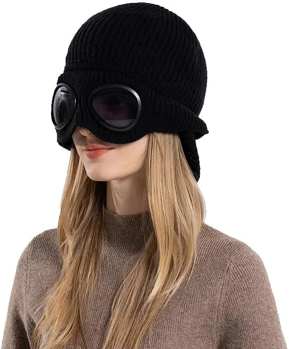 کلاه بافتنی KASTWAVE، کلاه گرم زمستانی، کلاه بافتنی ضخیم بیرونی، کلاه بافتنی унисекс برای مردان و زنان، مشکی