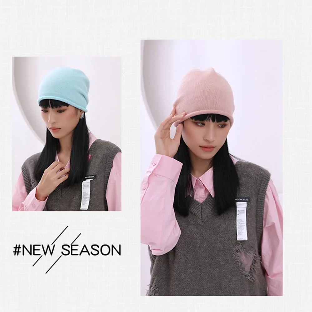 کلاه بافتنی زنانه KASTWAVE، مناسب فصل پاییز و بهار، گرم و نرم، کلاه اسپرت دخترانه، شال و کلاه