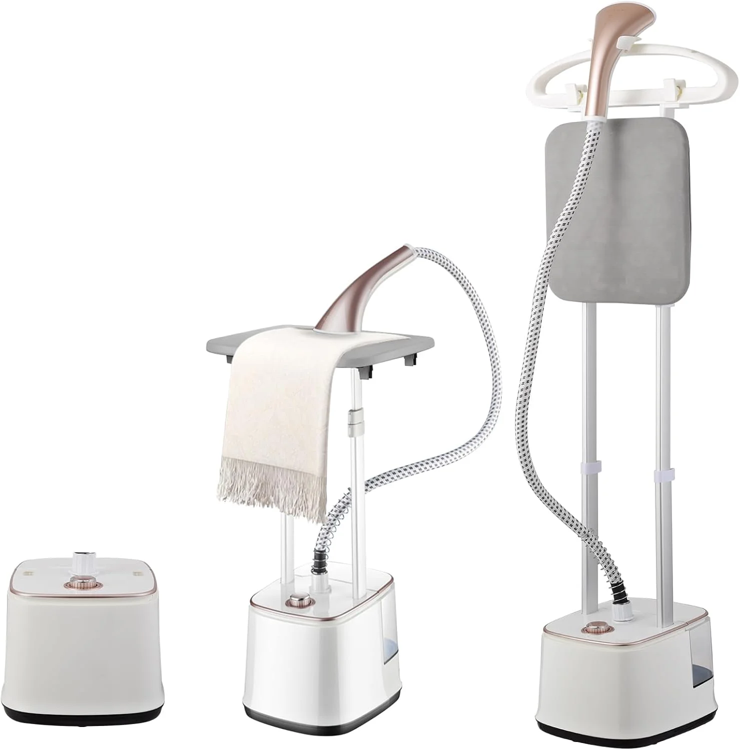 بخارگر عمودی لباس، بخارگر حرفه ای 2000 واتی لباس با میله دوتایی، دارای اتو کشی عمودی، دارای مخزن بزرگ 2.5 لیتری - سفید