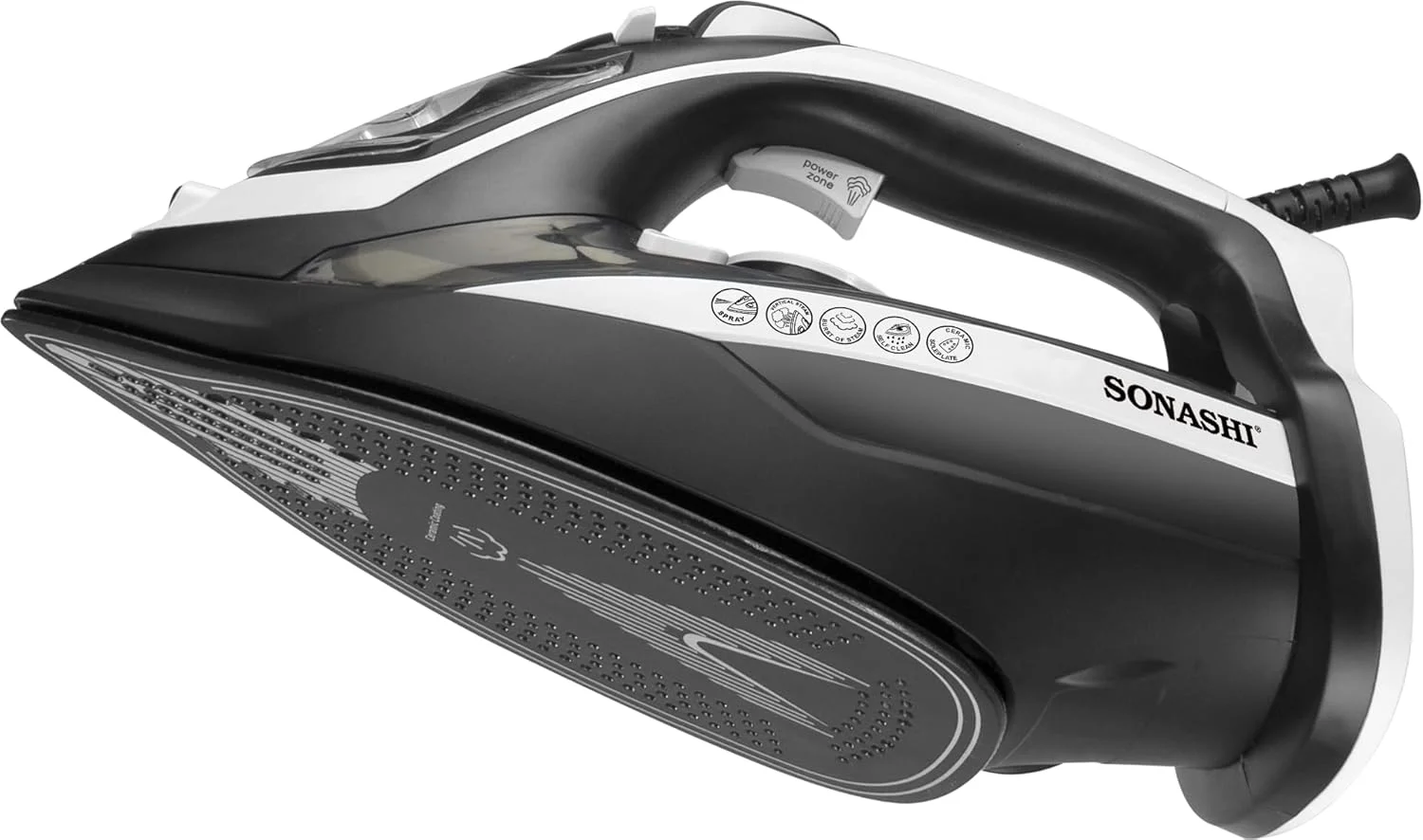 اتو بخار چندکاره سوناشی برای لباس های صاف - کفی سرامیکی | عملکرد بخار/بخار قوی/اسپری/خشک با محافظت در برابر گرمای بیش از حد و ویژگی خود تمیز شوندگی 450 میلی لیتر 3000 وات SI-5082C