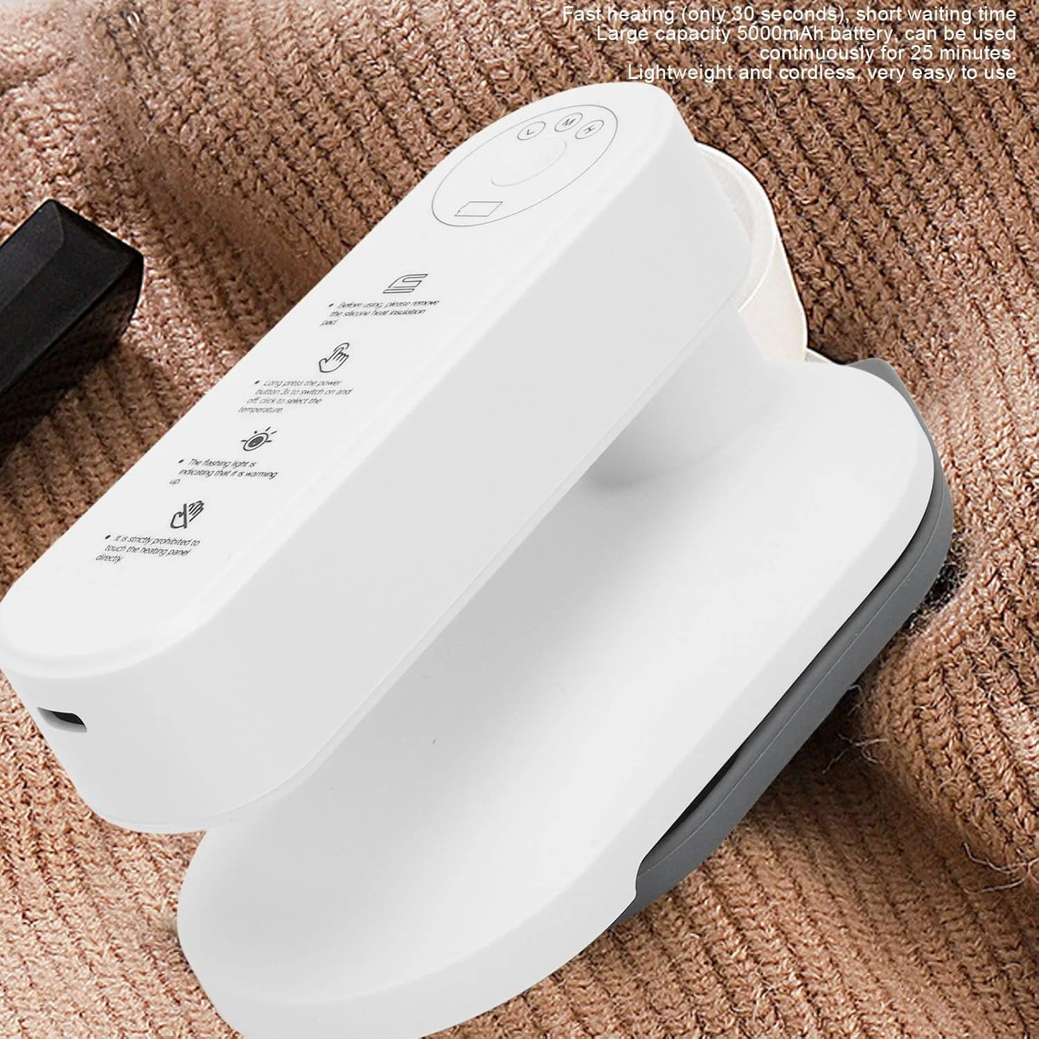 اتو بخار بی سیم قابل حمل، اتو مسافرتی دستی با گرم شدن سریع، اتو بی سیم با باتری 5000 میلی آمپر ساعتی به همراه کیف حمل برای لباس