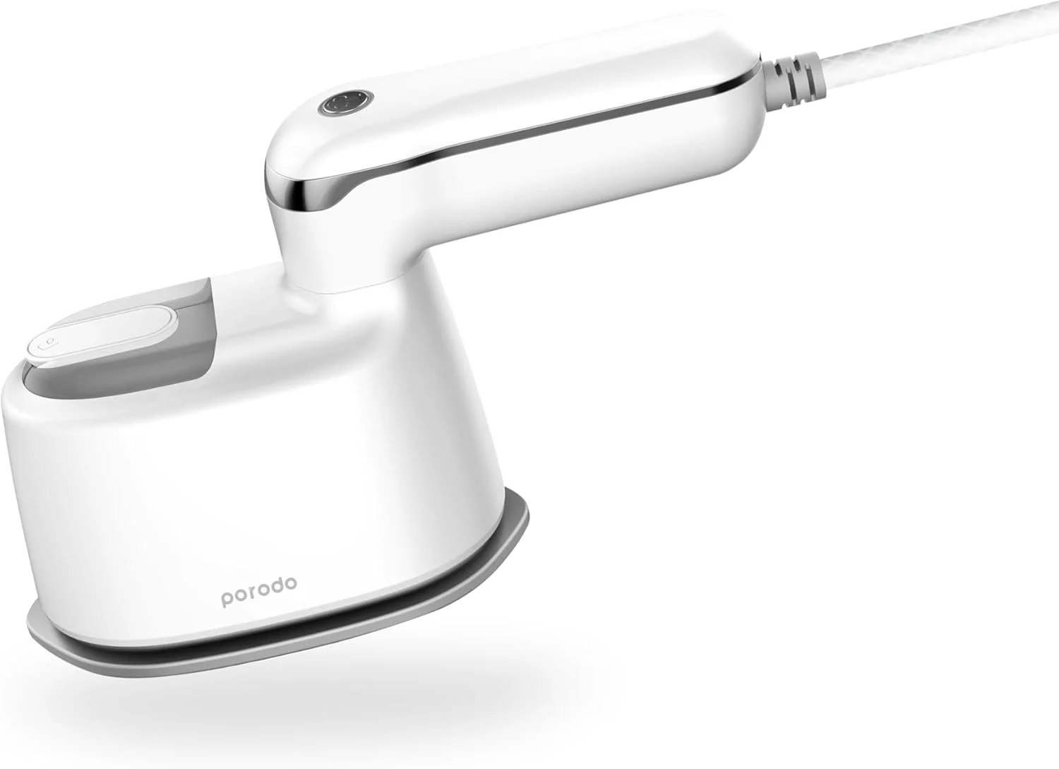 اتو بخار و حرارتی قابل حمل جمع و جور پرودو 1100 وات با دسته چرخان، طراحی ثبت شده با مخزن آب 120 میلی لیتری، اتو بخار دستی با صفحه سرامیکی، اتو خشک و مرطوب، بخارگر لباس 1100 وات - سفید