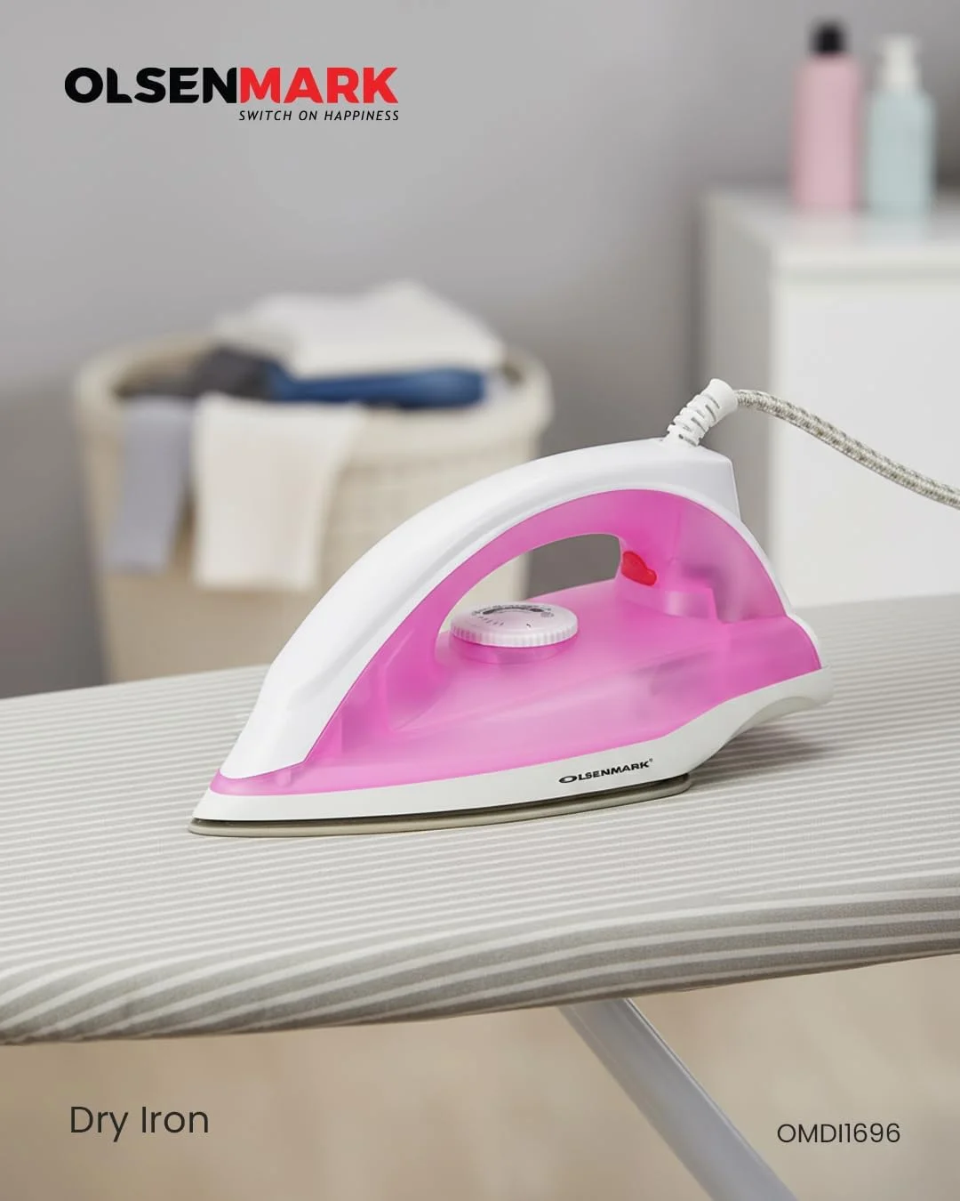 اتو خشک اولسن مارک – OMDI1696 | صفحه زیرین با روکش نچسب طلایی، دمای قابل تنظیم، نشانگر روشن بودن، محافظت در برابر گرمای بیش از حد | مناسب برای انواع پارچه