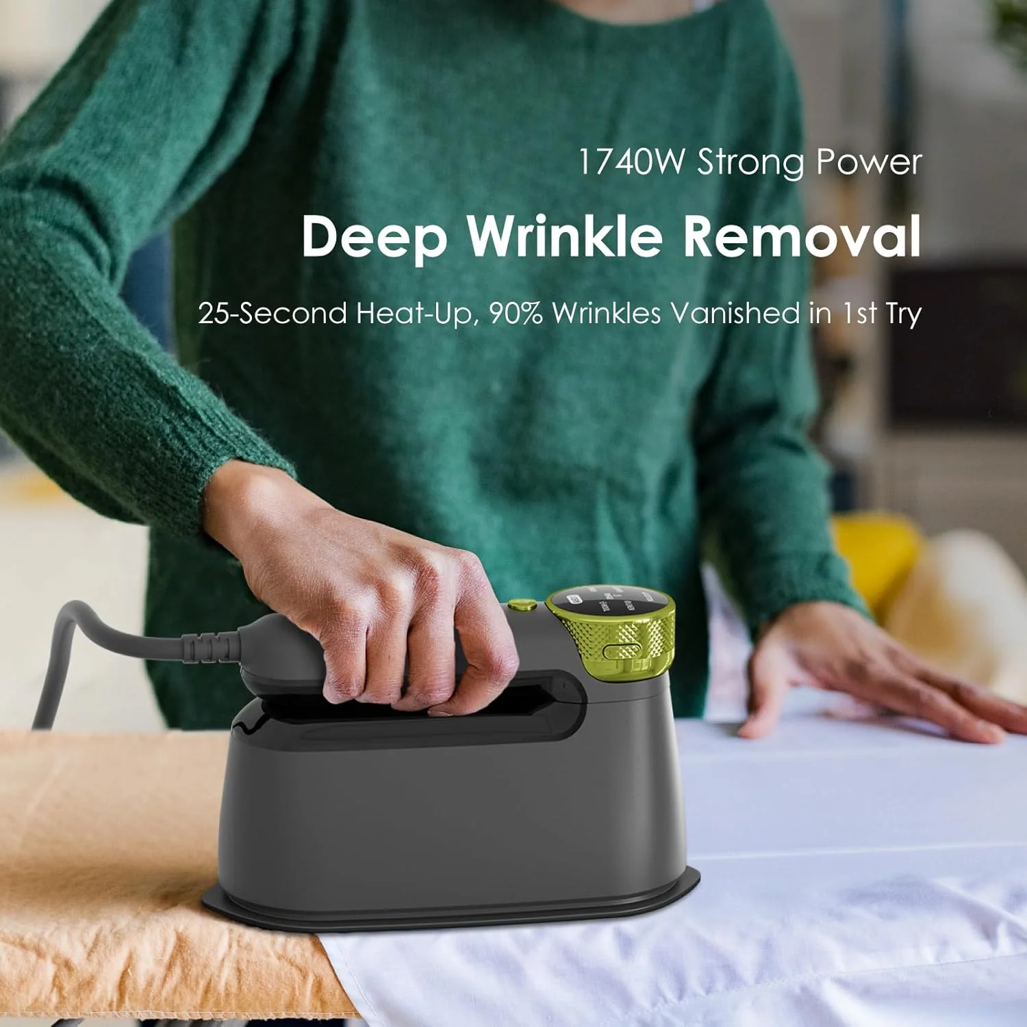 اتو بخارگر اورایمو 1740 وات 2 در 1، نمایشگر LED، پیش گرمایش 25 ثانیه ای، 6 سطح بخار متغیر برای مراقبت حرفه ای از لباس، اتو بخار قابل حمل با دسته تاشو 180 درجه، صفحه سرامیکی، دارای کیف نگهداری