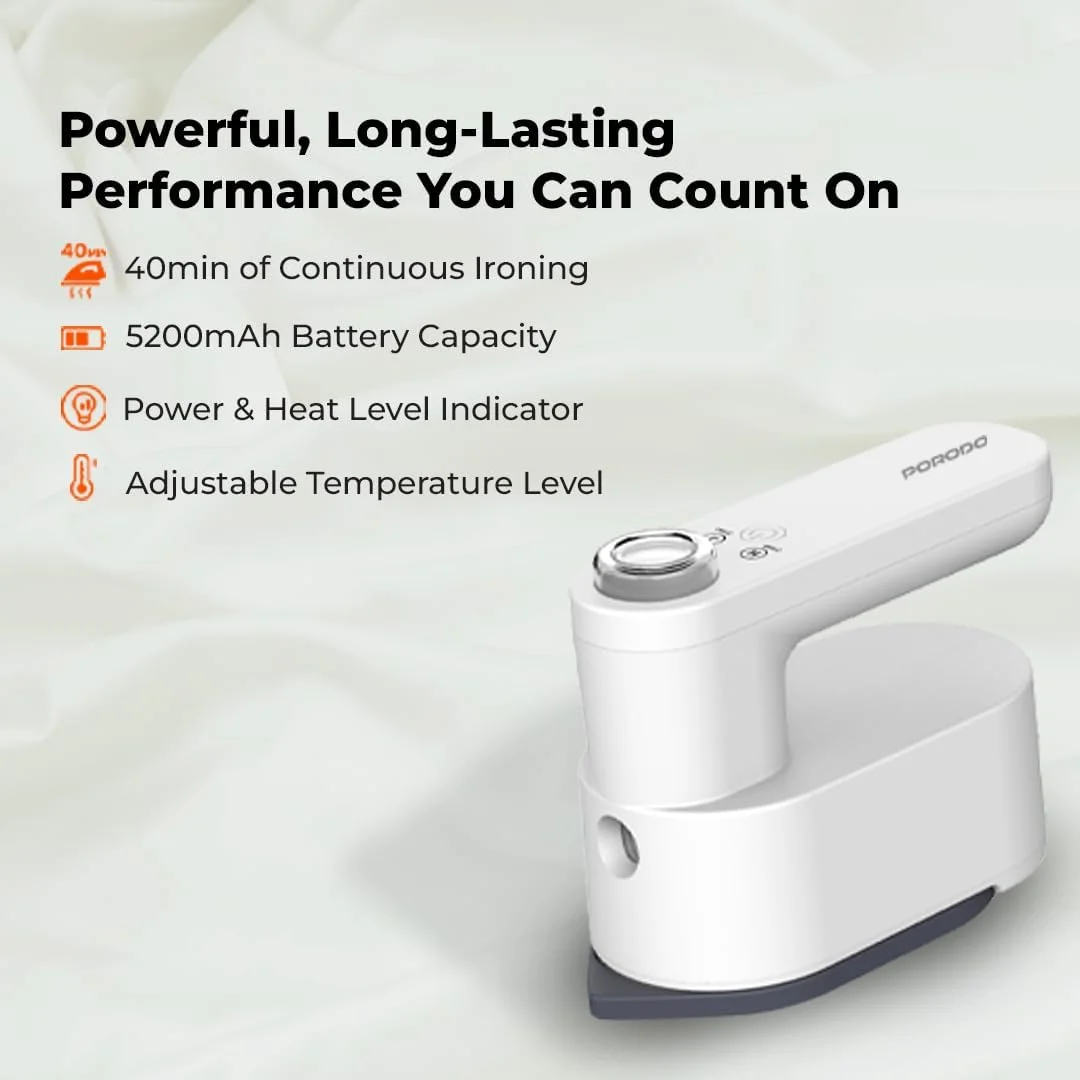اتو بخار مسافرتی پرودو Heatplus، ژنراتور بخار التراسونیک، اتو بخار کوچک قابل حمل، اتو بدون سیم 5200 میلی آمپر ساعتی، بخارگر دستی پارچه برای لباس، از بین برنده قوی چروک برای خانه و مسافرت
