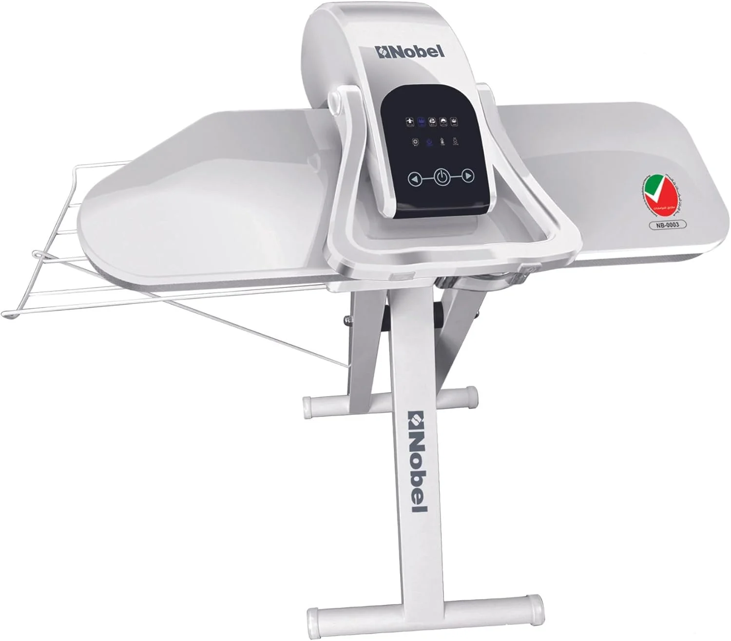 پرس بخار لباس نوبل، خروجی بخار 90 گرمی، خاموش شدن خودکار ایمنی، کنترل دمای دیجیتال، نمایشگر LED با کلید لمسی، مخزن آب قابل جابجایی 1000 میلی لیتری، سطح پرس بزرگ، 2200 وات - NSP40D سفید