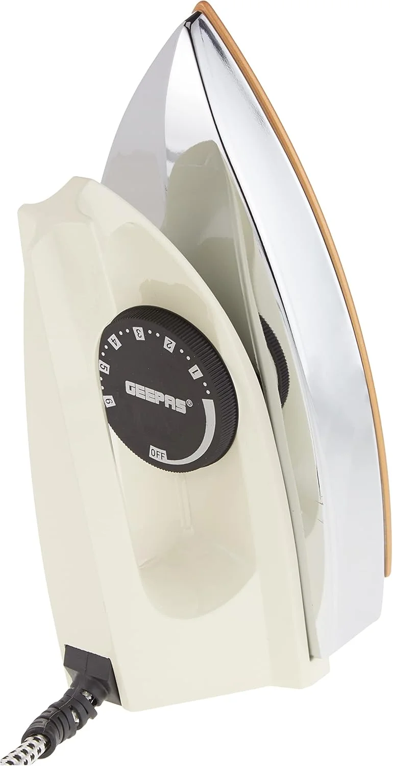 اتو بخار خشک اتوماتیک 1200 وات Geepas GDI7729 - صفحه با روکش تفلون 60 میکرون، راهنمای بزرگ پارچه و نشانگر پایلوت | محافظت در برابر گرمای بیش از حد