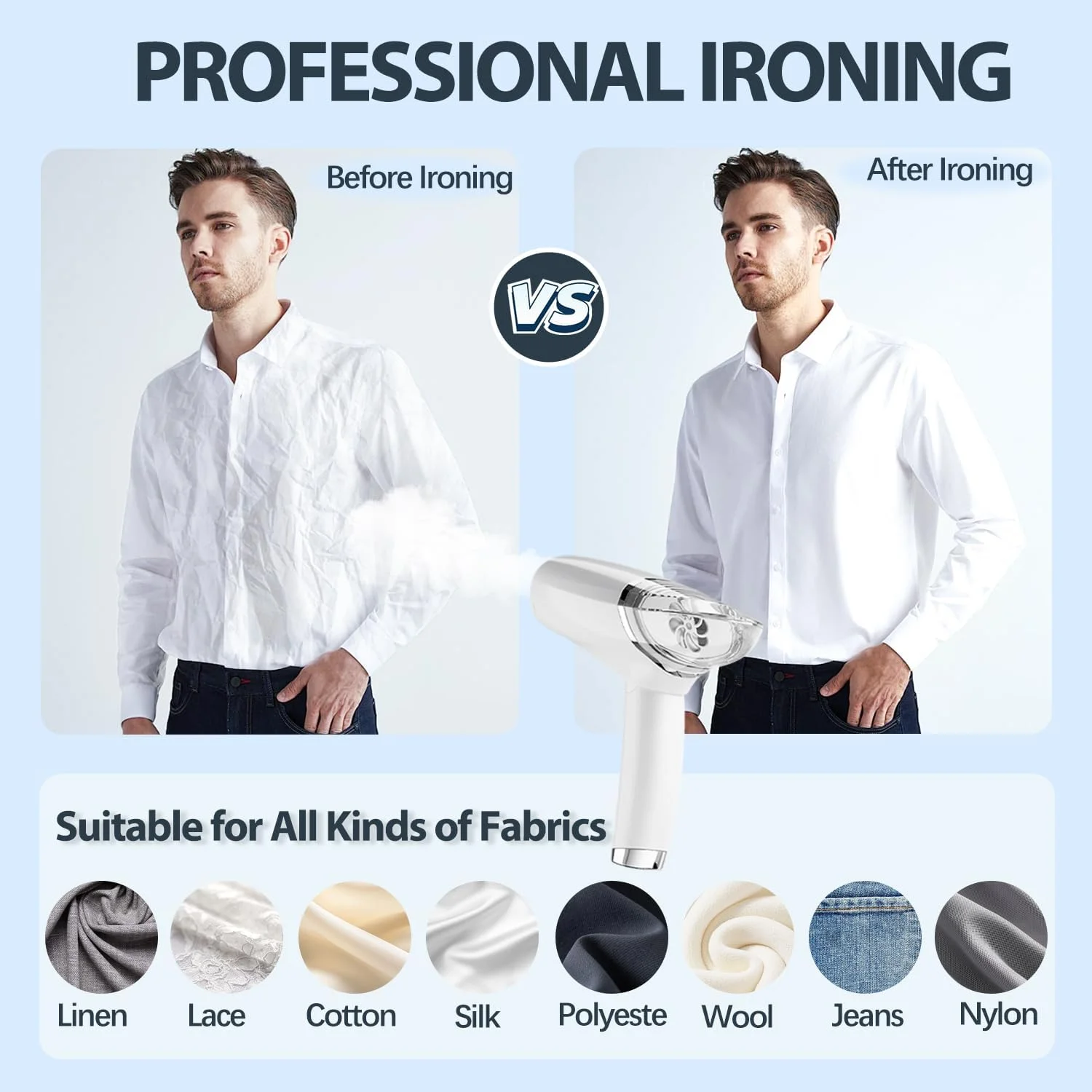 بخارگر دستی، اتو بخار 1000 واتی Yakiter برای لباس، بخارگر مسافرتی قدرتمند برای مسافرت، گرم شدن سریع، محافظت در برابر قطع برق با برس قابل جدا شدن، اتو بخار تاشو برای خانه، محل کار