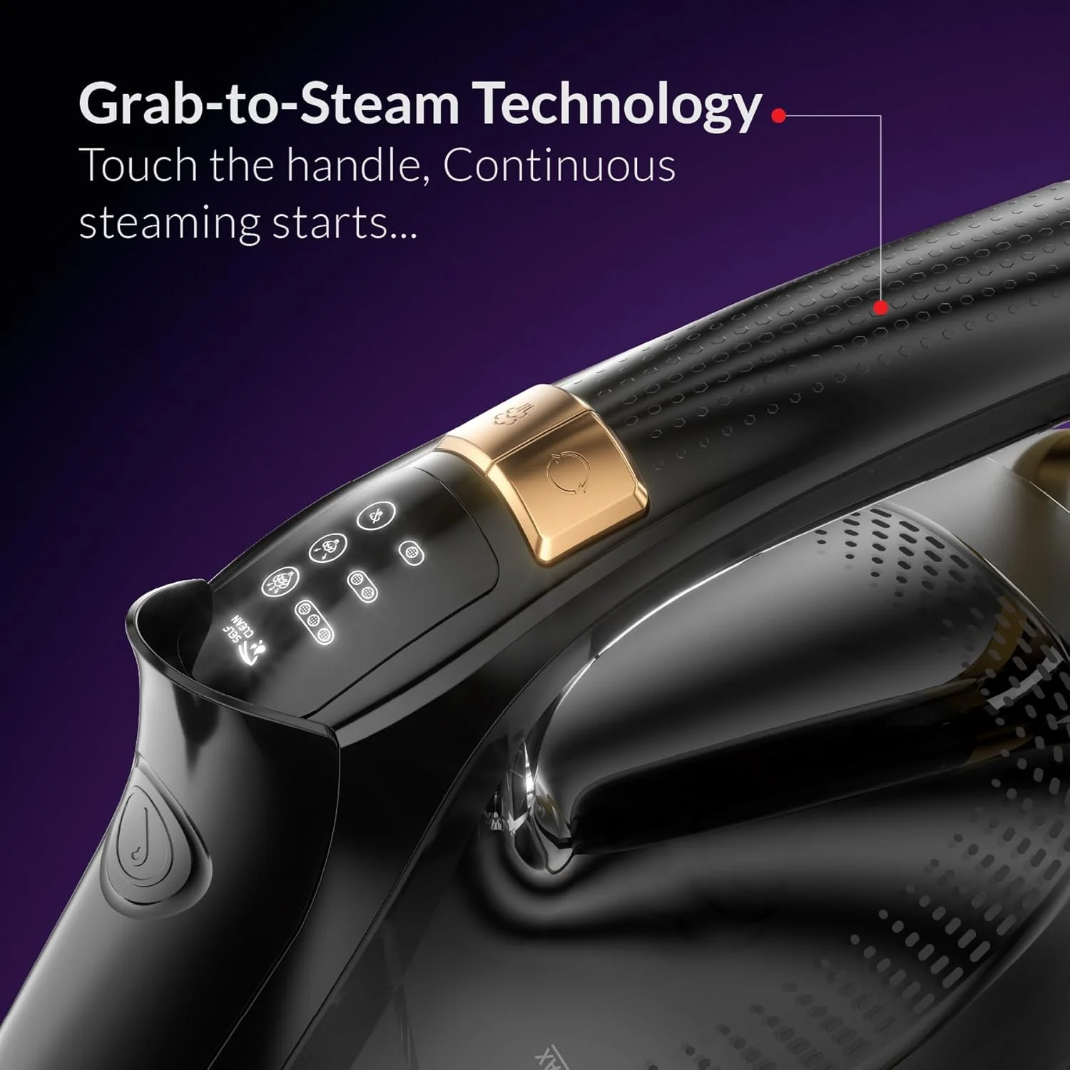 اتو بخار ۳۰۰۰ وات Feller Germany Vanguard Plus، فناوری Grab-to-Steam، صفحه سرامیکی Prime Gold 2x + ضد رسوب، ضد چکه، خاموش شدن خودکار، نمایشگر، بخار توربو، SI300، نسخه امارات (طلایی)