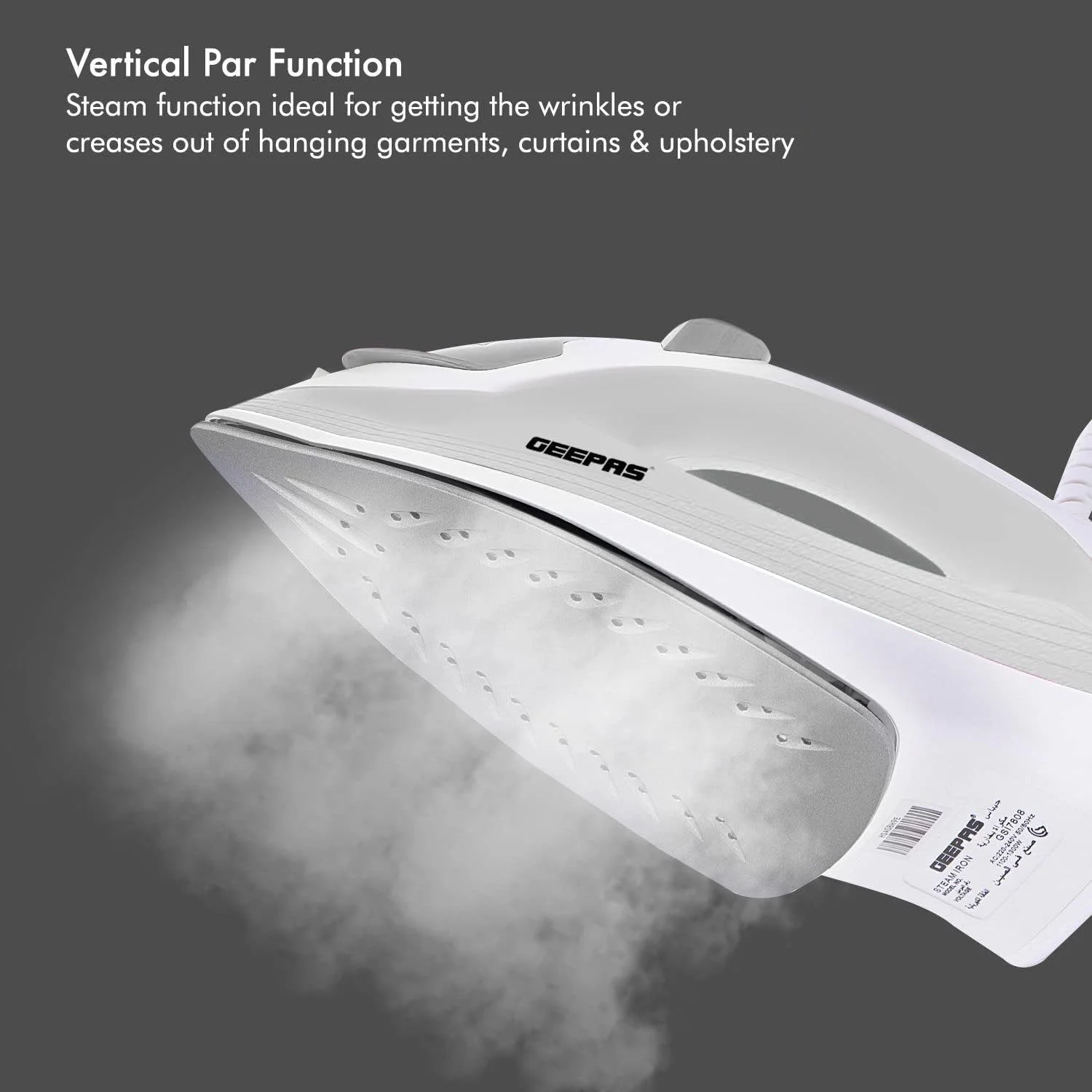 اتو بخار 1300 وات Geepas – اتو خشک و بخار 2 در 1 برای لباس های اتو کشیده و مرتب - کنترل دمای متغیر، کفی نچسب و مخزن 210 میلی لیتری - عملکرد اسپری و بخار - 2 سال 