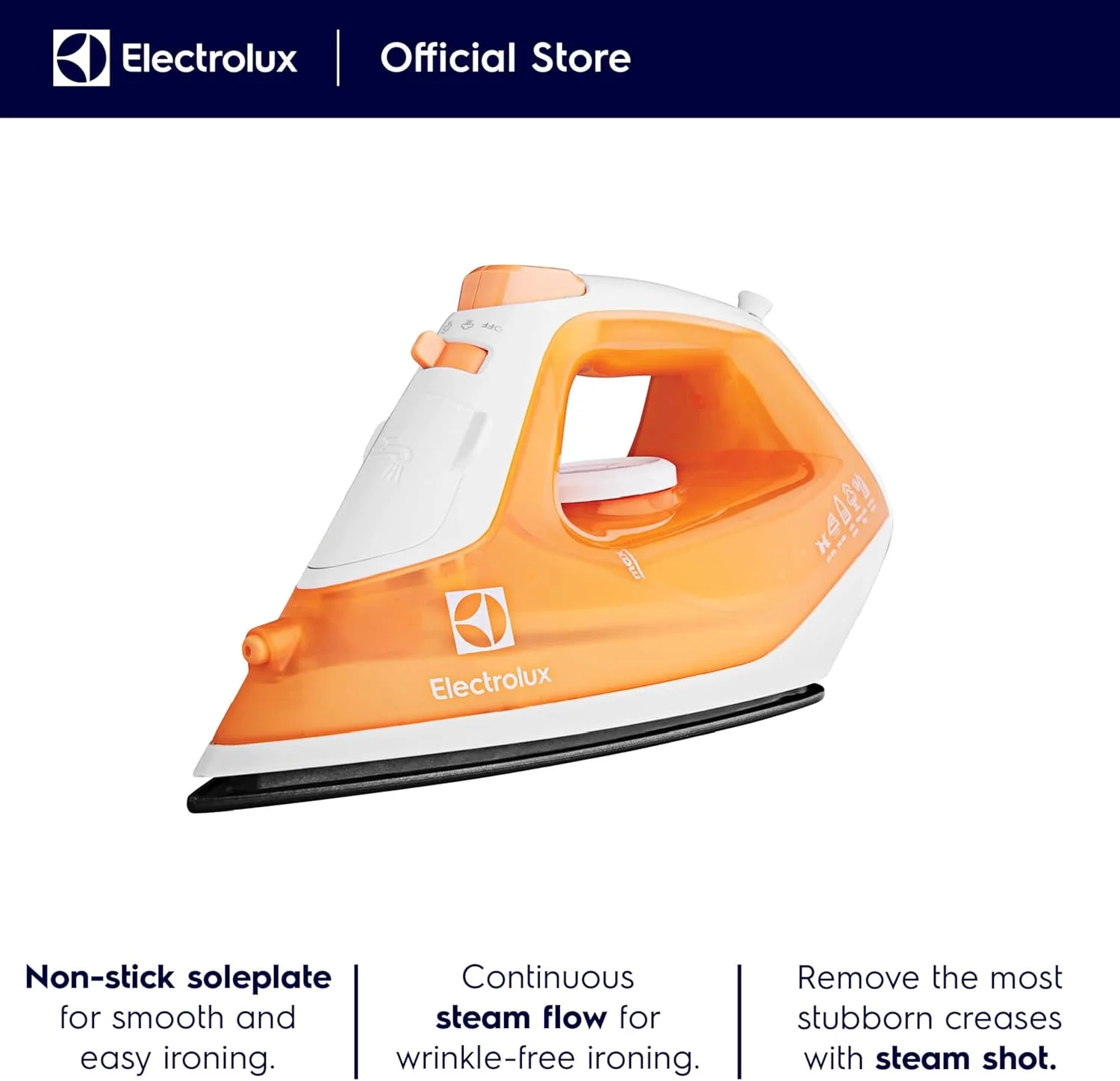 اتو بخار 1600 وات الکترولوکس با بخار قوی، کفی نچسب، ضد رسوب، سیستم ضد چکه، خود تمیز شونده و خاموش شدن خودکار، تنظیم خودکار بخار، نشانگر ایمن، سبک و آسان برای استفاده مدل ESI4007