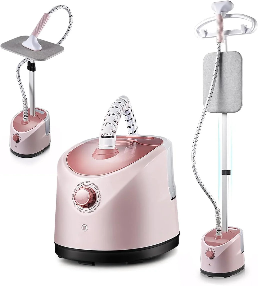 بخارگر لباس 2000 وات با میز اتو با قابلیت تنظیم ارتفاع، حرفه ای برای مصارف خانگی و تجاری، زمان گرم شدن 30 ثانیه، شلنگ بخار عایق حرارت، دارای میز اتو داخلی