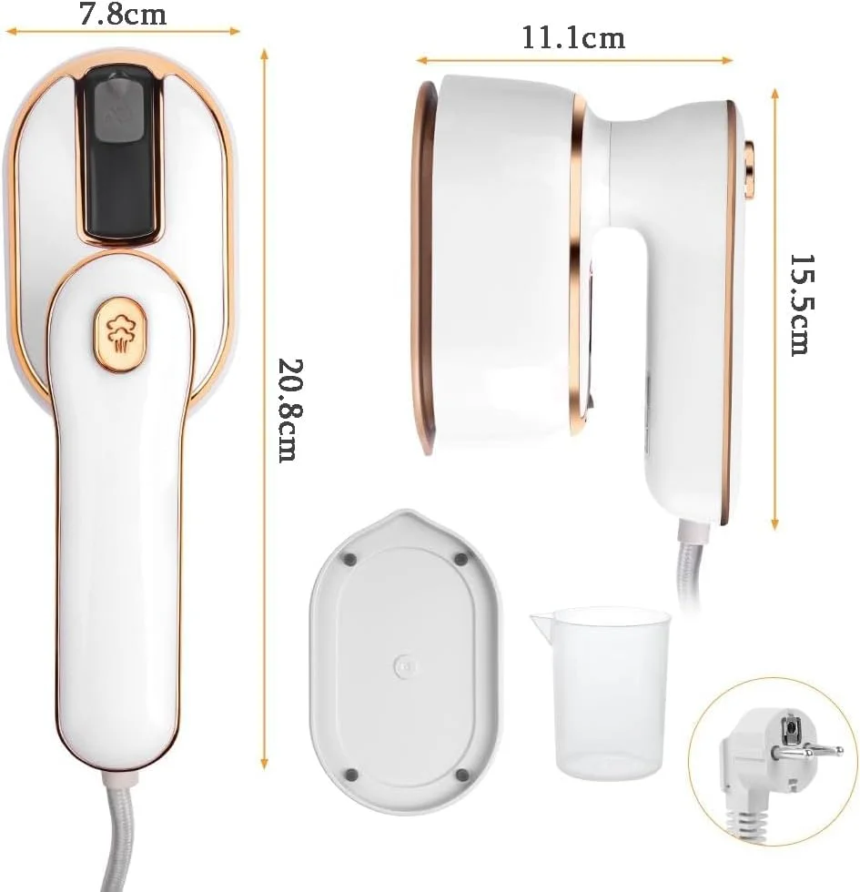 بخارگر مسافرتی لباس، اتو بخار دستی قابل حمل 1000 وات، پشتیبانی از اتو خشک و مرطوب، گرم شدن سریع 15 ثانیه ای، اتو بخار کوچک مینی چرخشی 180 درجه برای خانه و مسافرت (سفید)