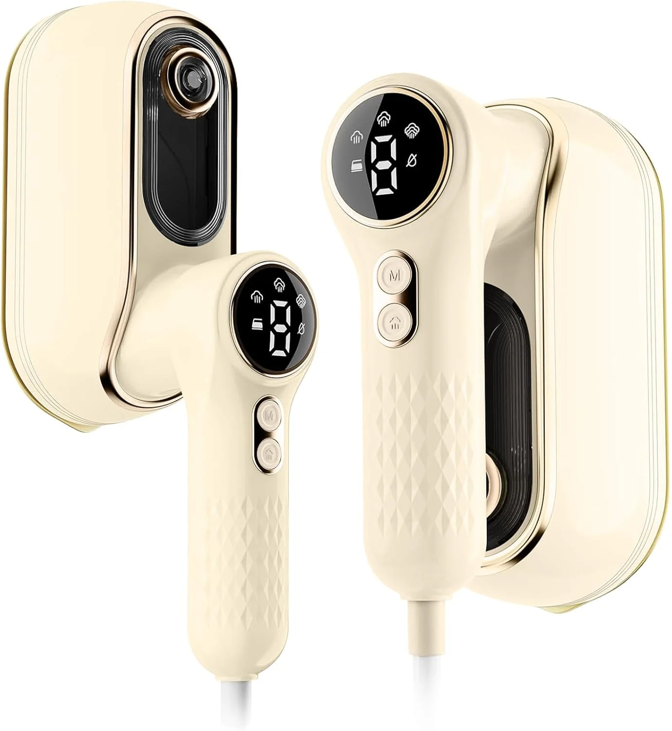 اتو بخار مسافرتی لباس، اتو بخار دستی 1200 وات، 4 حالت با نمایشگر LCD، از بین برنده قوی چروک برای خانه و مسافرت، مخزن آب 130 میلی لیتری، گرم شدن سریع 10 ثانیه ای، دسته چرخان 180 درجه