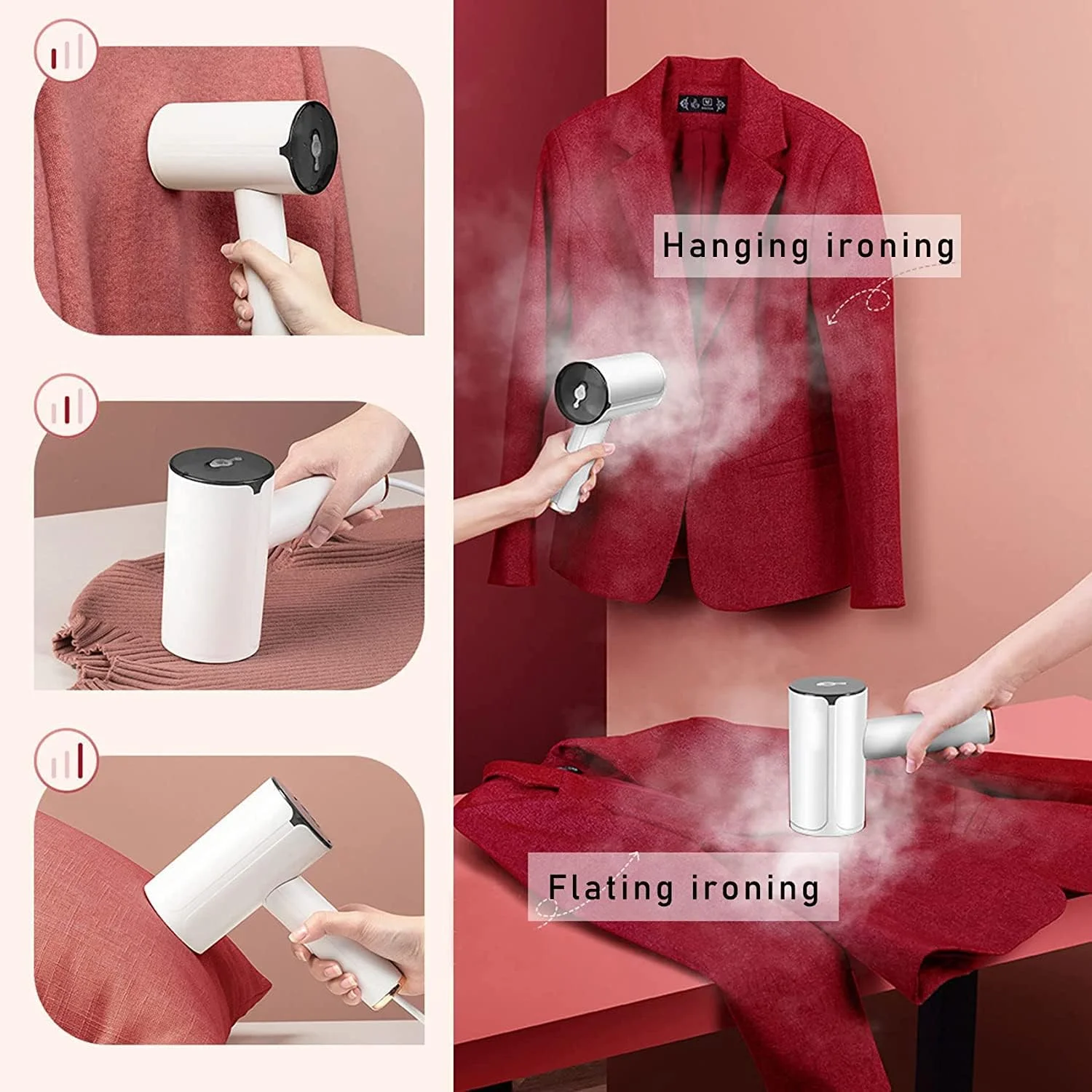 بخارگر لباس ELECDON، اتو بخارگر دستی 800 وات، گرم شدن سریع، بخارگر پارچه قابل حمل، از بین برنده چروک