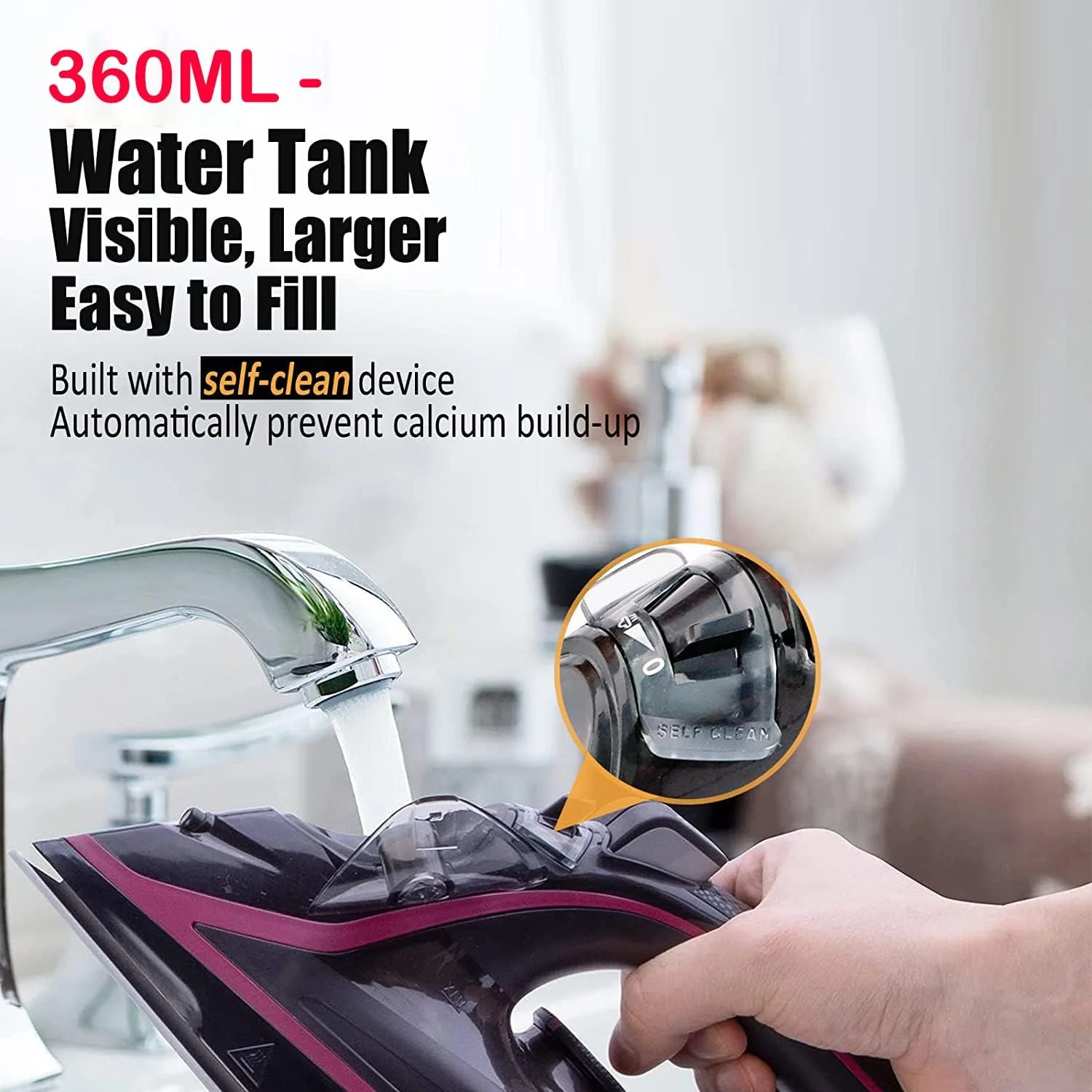 اتو بخار بی سیم، اتو بخار قابل حمل ضد چکه لباس با کف سرامیکی نچسب، گرمایش سریع و یکنواخت 2400 وات، خود تمیز شونده، 5 تنظیم دما، مخزن آب 360 میلی لیتری، ایده آل برای اتاق رختشویی مسافرتی (B: سبز)