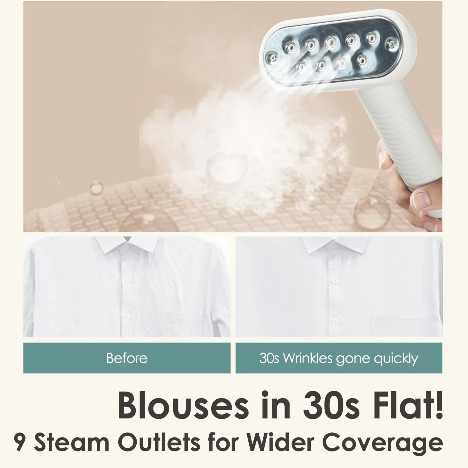 بخارگر لباس، اتو بخار ایستاده 1800 واتی با پایه قابل تنظیم ارتفاع و صفحه اتو داخلی، میله پهن ضخیم، مخزن آب جداشدنی 1.8 لیتری، کنترل بخار 11 مرحله ای، صورتی