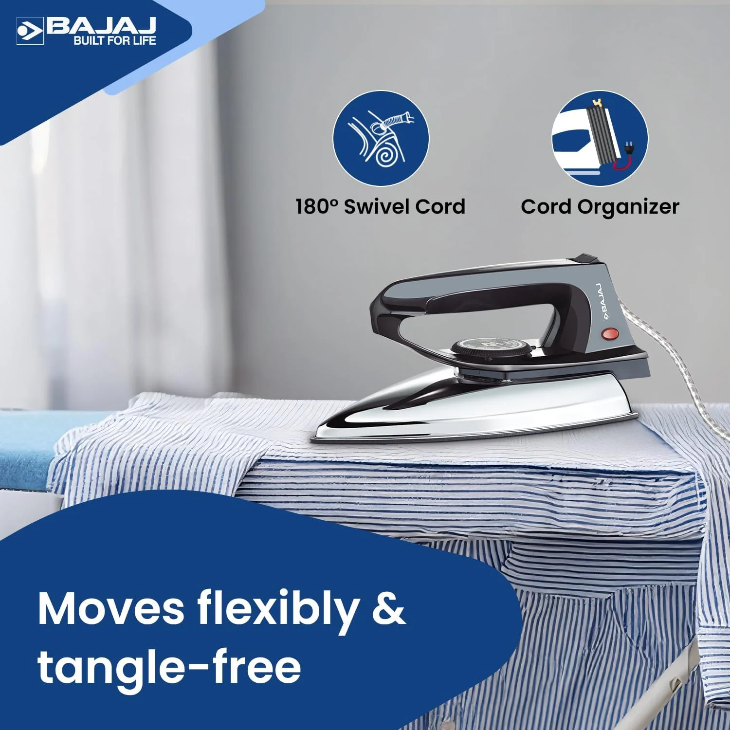 اتو خشک باجاج DX-2 600W مشکی – کفی نچسب، طراحی سبک و جمع و جور، کنترل دمای قابل تنظیم، محافظت ایمنی در برابر گرمای بیش از حد