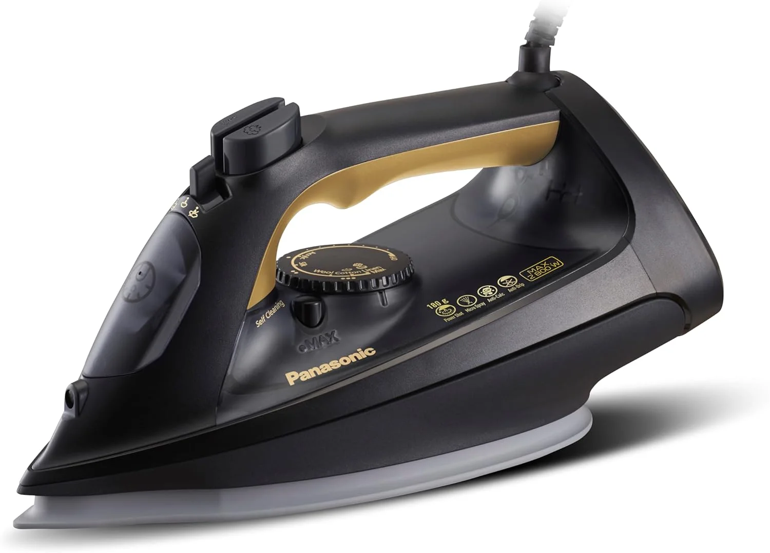 اتو بخار پاناسونیک 2800 وات، بخار مداوم 40 گرم در دقیقه، بخار قدرتمند 180 گرم در دقیقه، کفی سرامیکی، ضد چکه، مخزن آب 300 میلی لیتری، کپسول ضد رسوب، سیم چرخشی 360 درجه، ساخت ژاپن - NI-JU900KTH