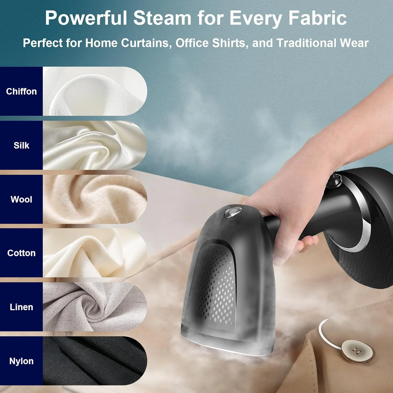 بخارگر لباس 1500 واتی Xoopla، اتو بخارگر مسافرتی قابل حمل با برس، مخزن آب جداشدنی بزرگ 400 میلی لیتری، گرم شدن فوق العاده سریع 20 ثانیه ای، ایده آل برای خانه و مسافرت